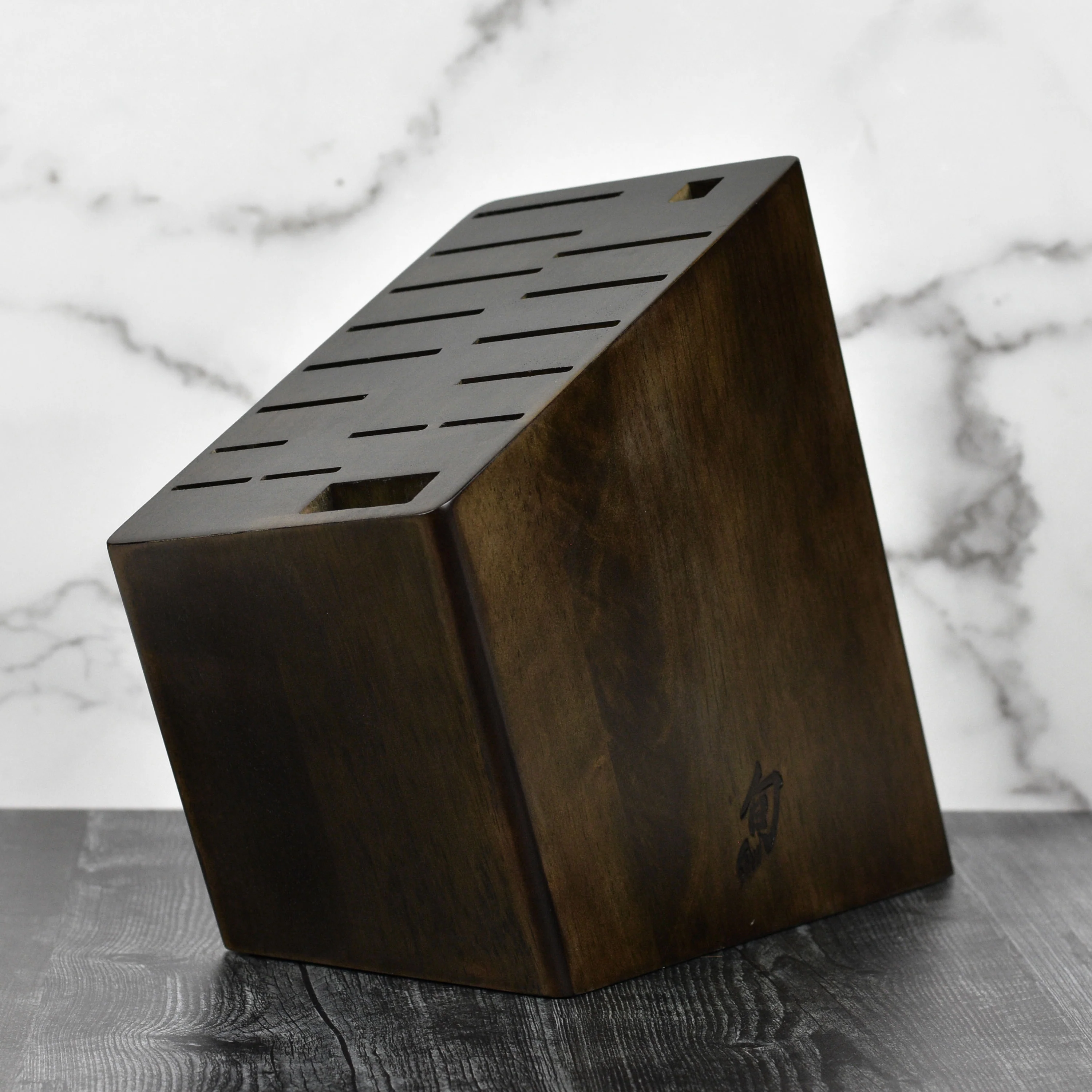 Shun 17 Slot Angled Knife Block, Walnut Finish - Image 6