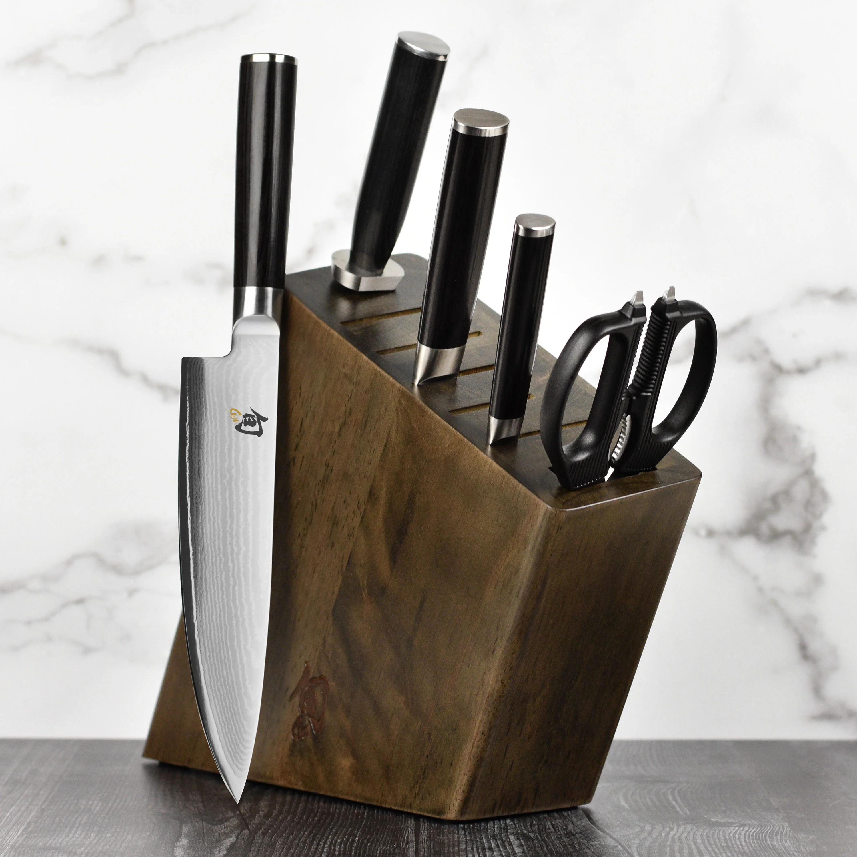 Shun 8 Slot Angled Knife Block, Walnut Finish - Image 5