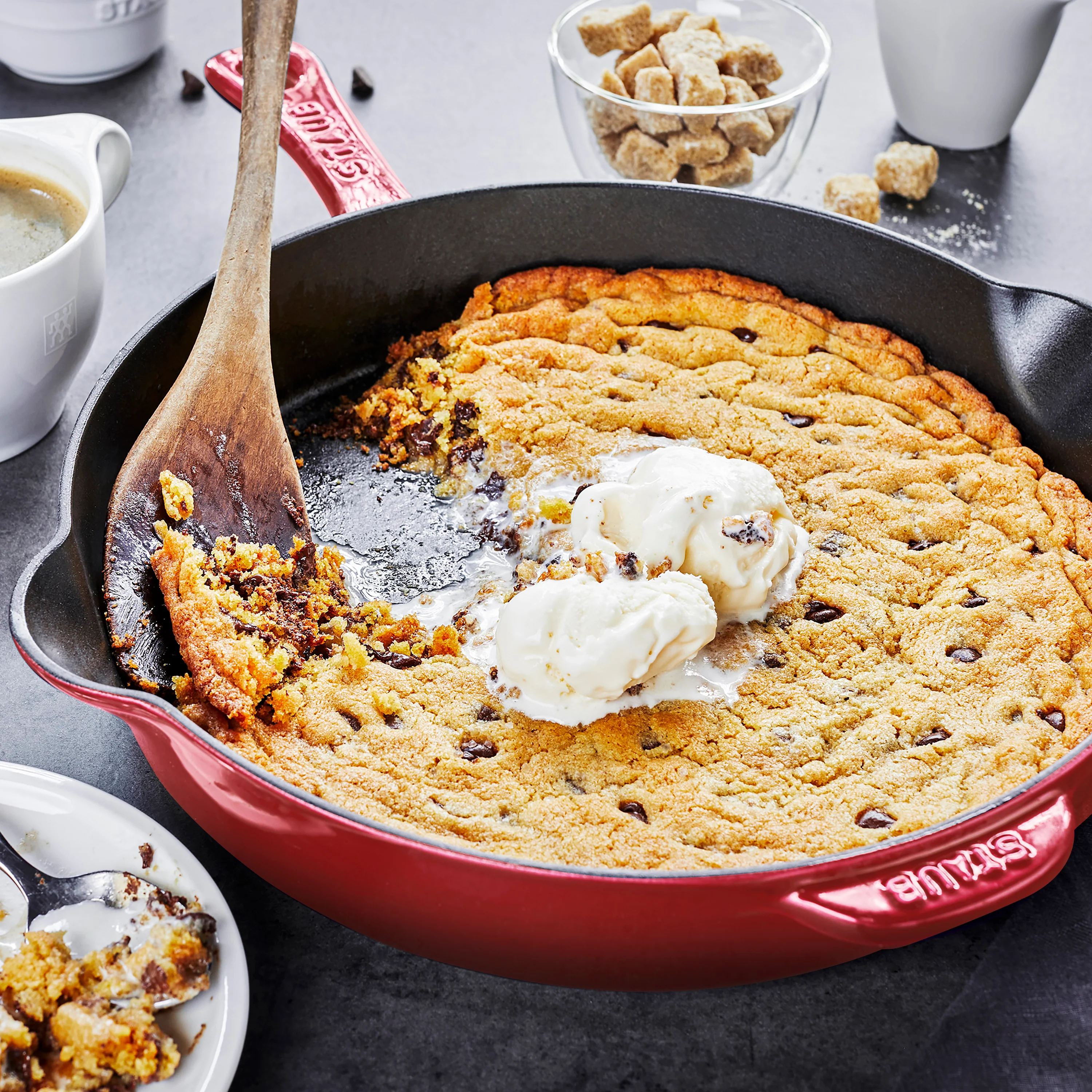 Staub 11" Cherry Red Cast Iron Deep Traditional Skillet - Image 3