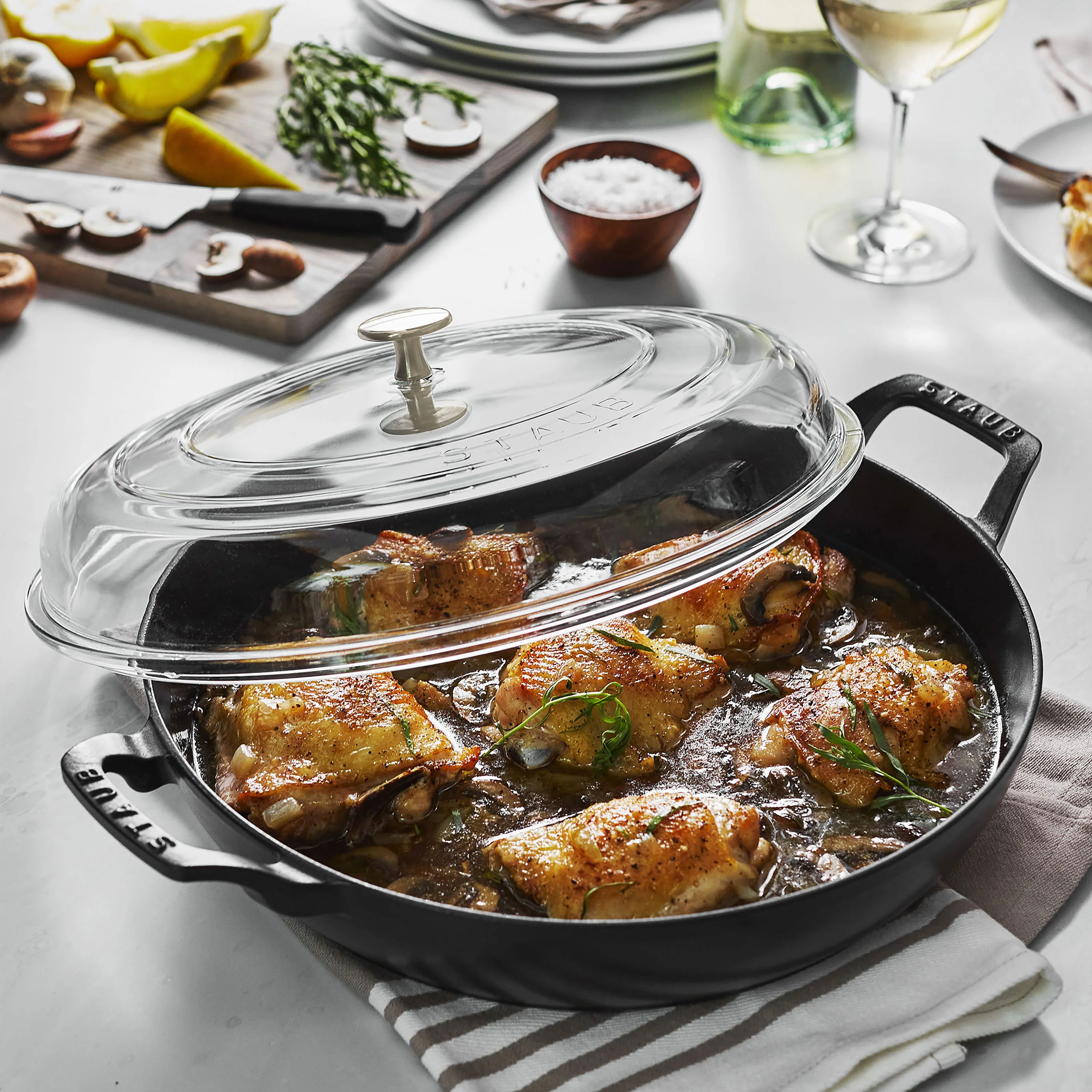 Staub 3.5-quart Matte Black Braiser with Glass Lid - Image 6