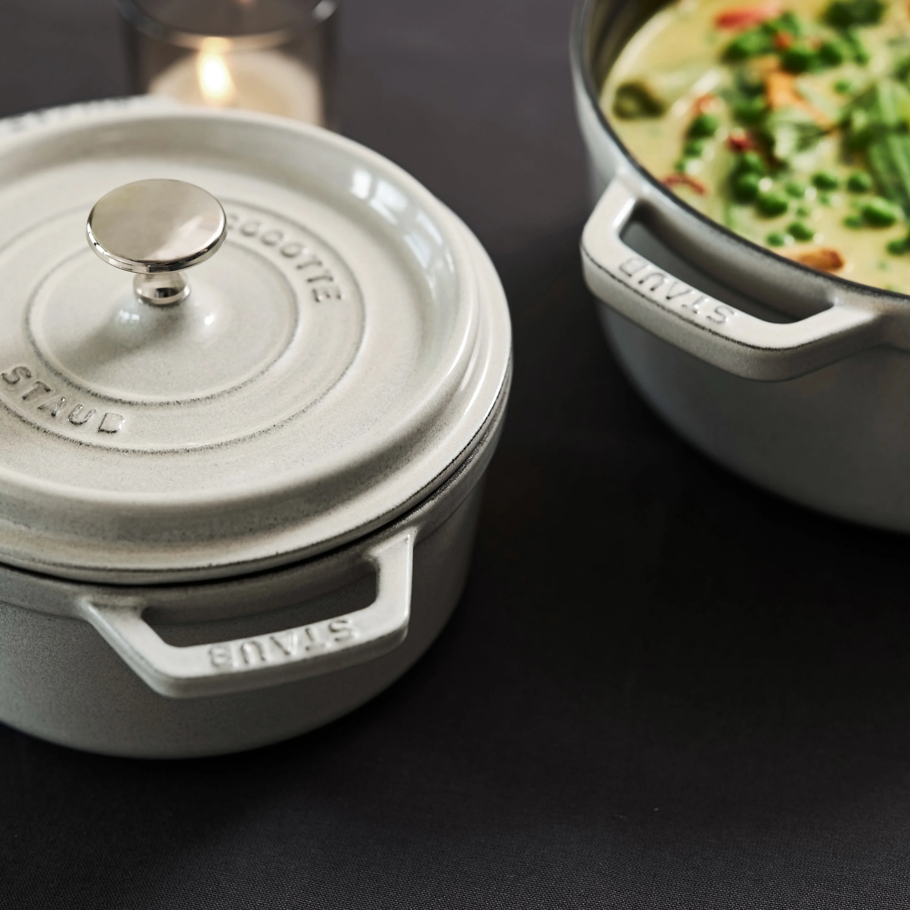 Staub 7-quart White Truffle Round Dutch Oven - Image 2
