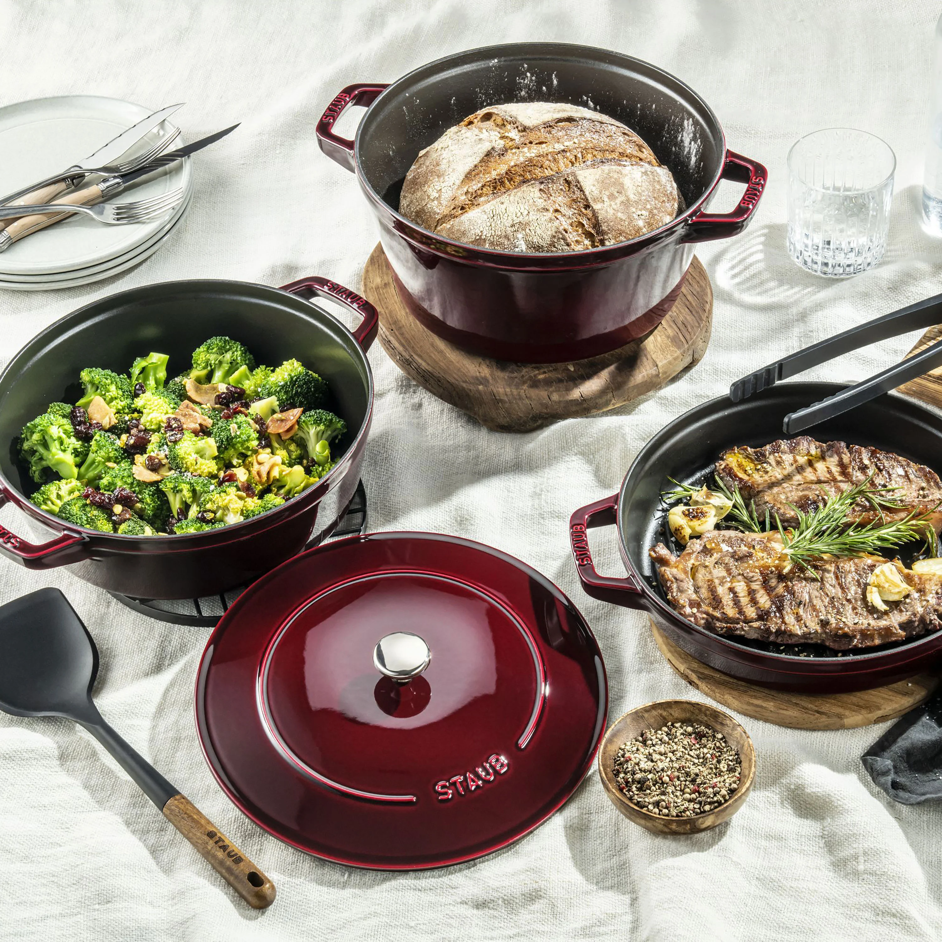 Staub 4 Piece Grenadine Stackable Cast Iron Cookware Set - Image 5