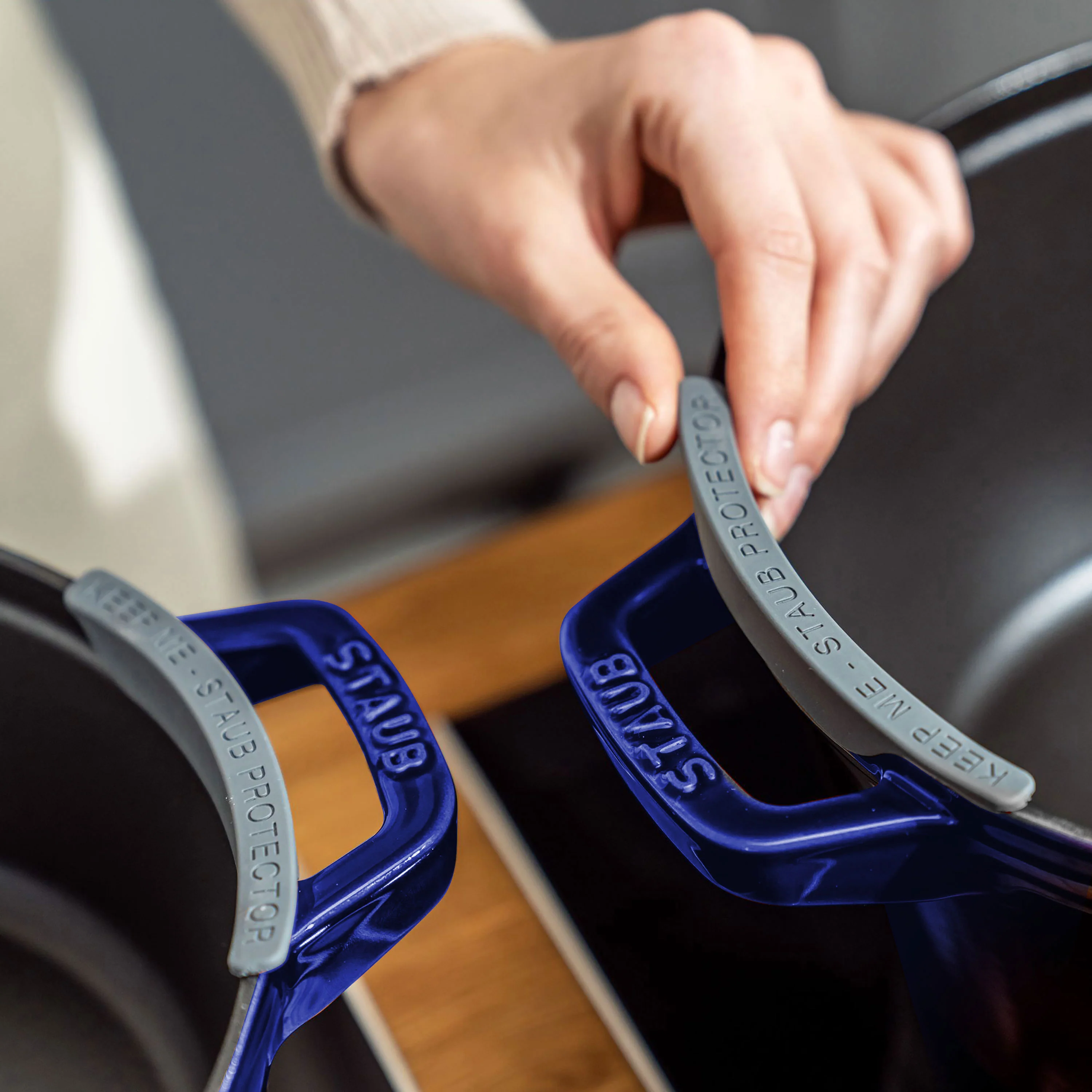 Staub 4 Piece Sapphire Blue Stackable Cast Iron Cookware Set - Image 5