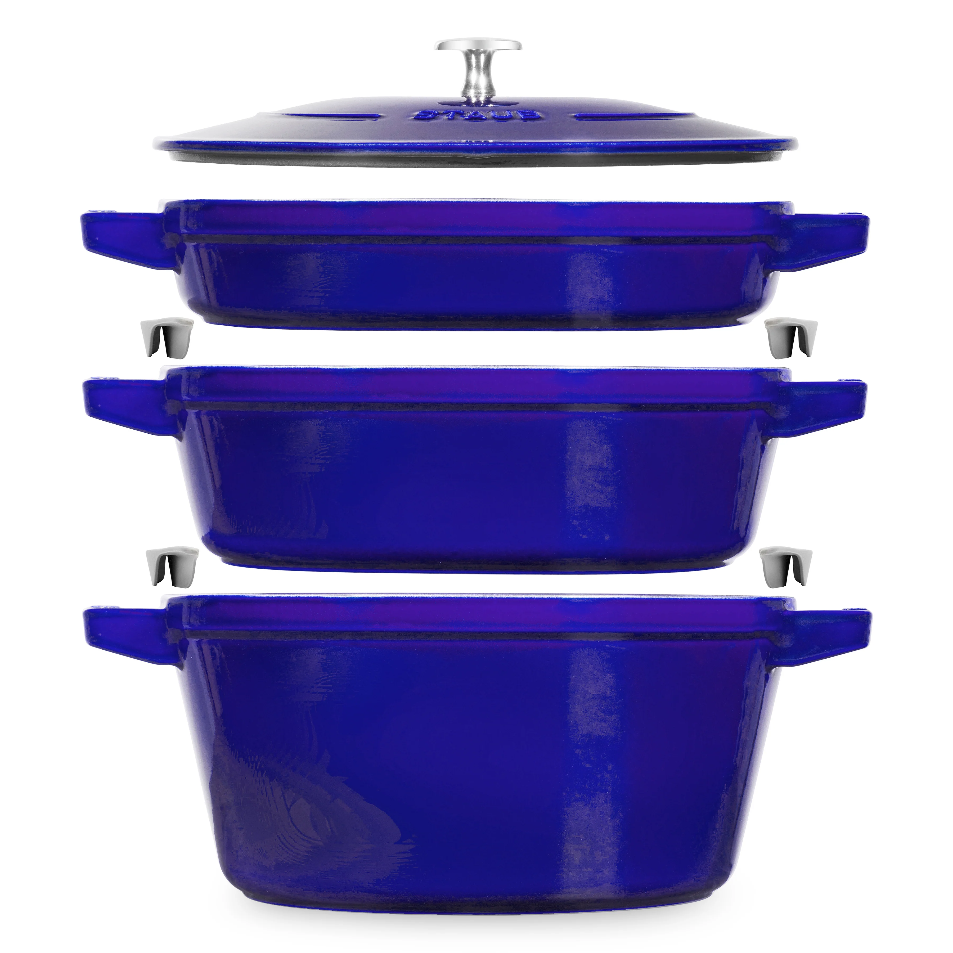 Staub 4 Piece Sapphire Blue Stackable Cast Iron Cookware Set - Image 7