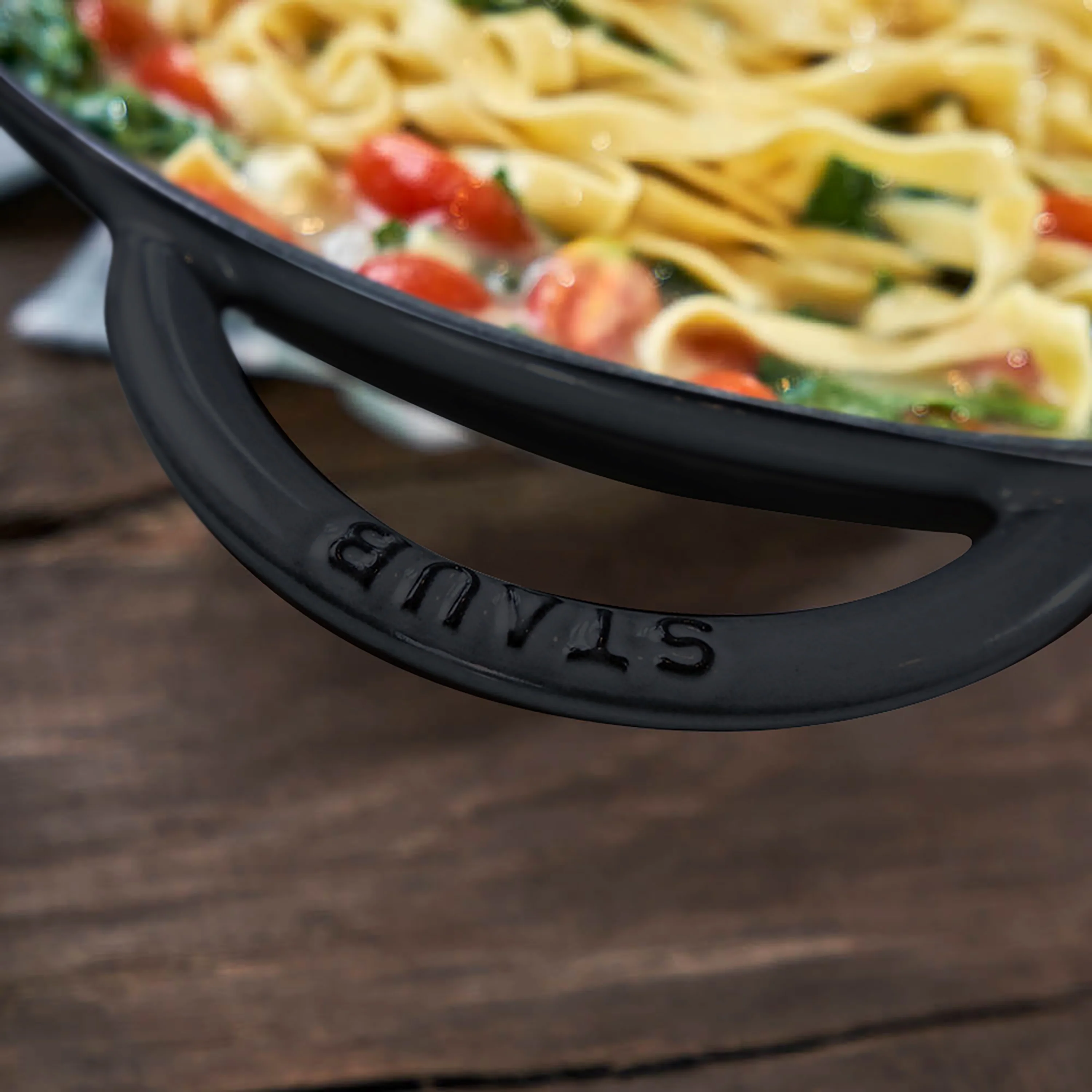 Staub 14" Matte Black Wok with Glass Lid - Image 6