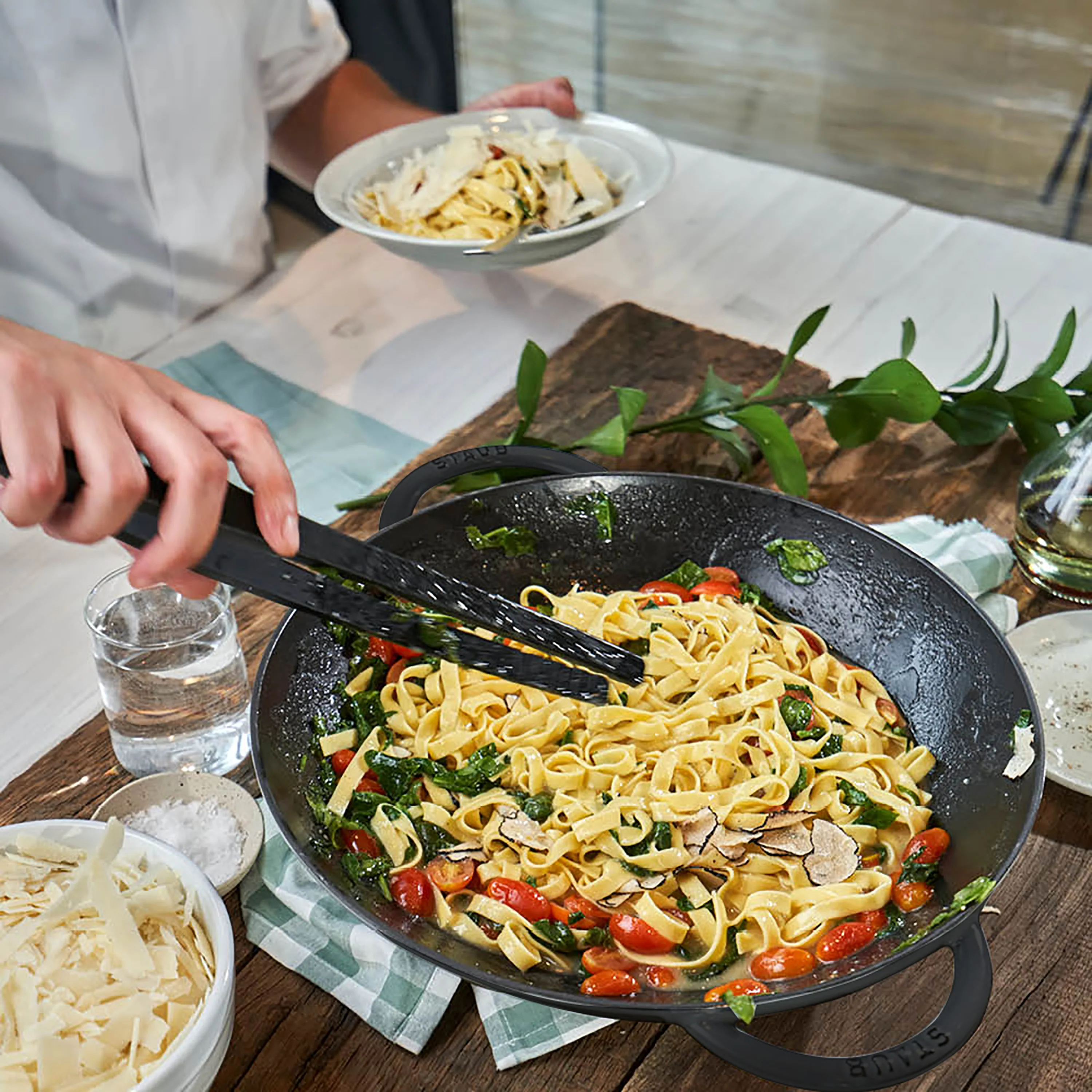 Staub 14" Matte Black Wok with Glass Lid - Image 7
