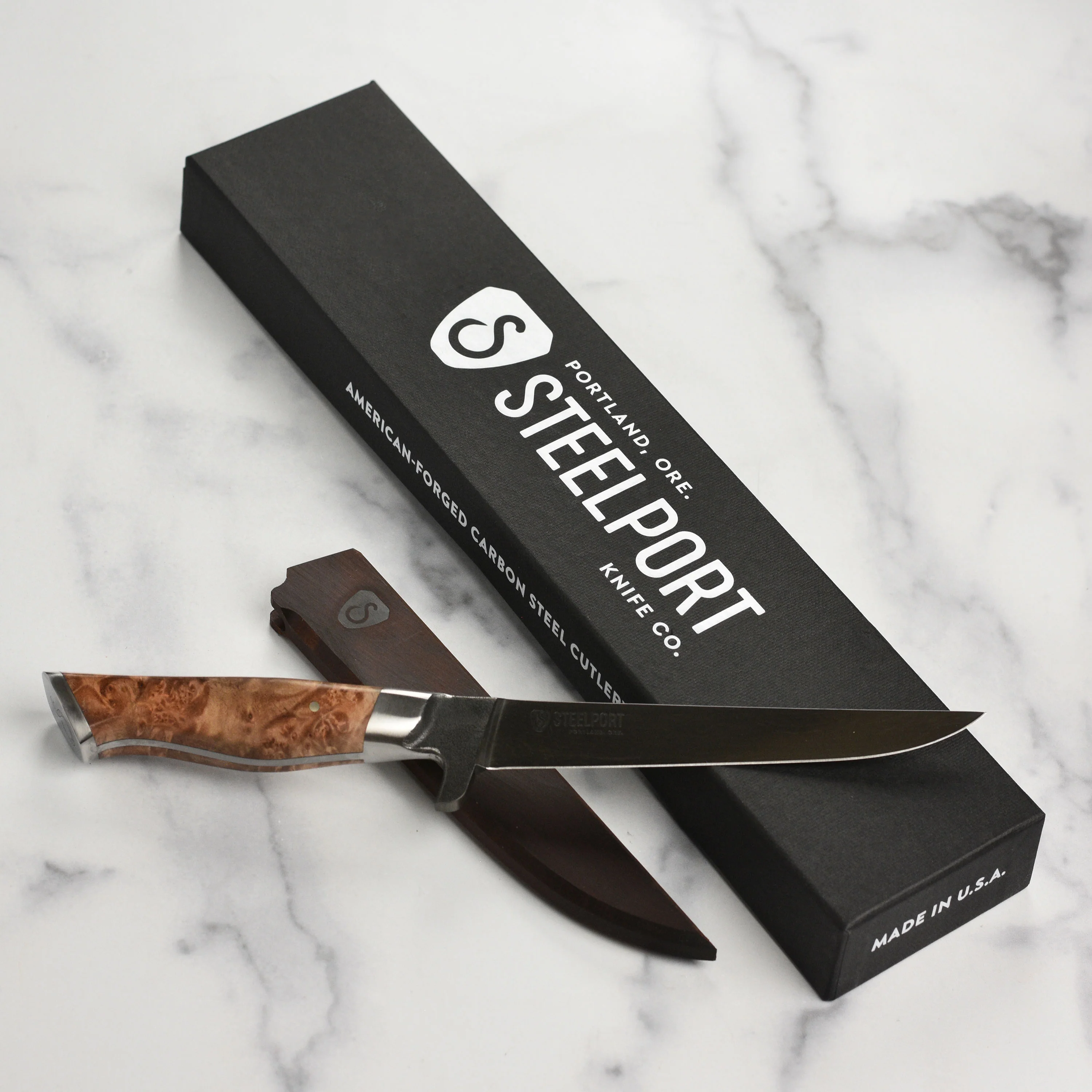 Steelport Carbon Steel 6" Boning Knife with Oregon Maple Magnetic Sheath - Image 10