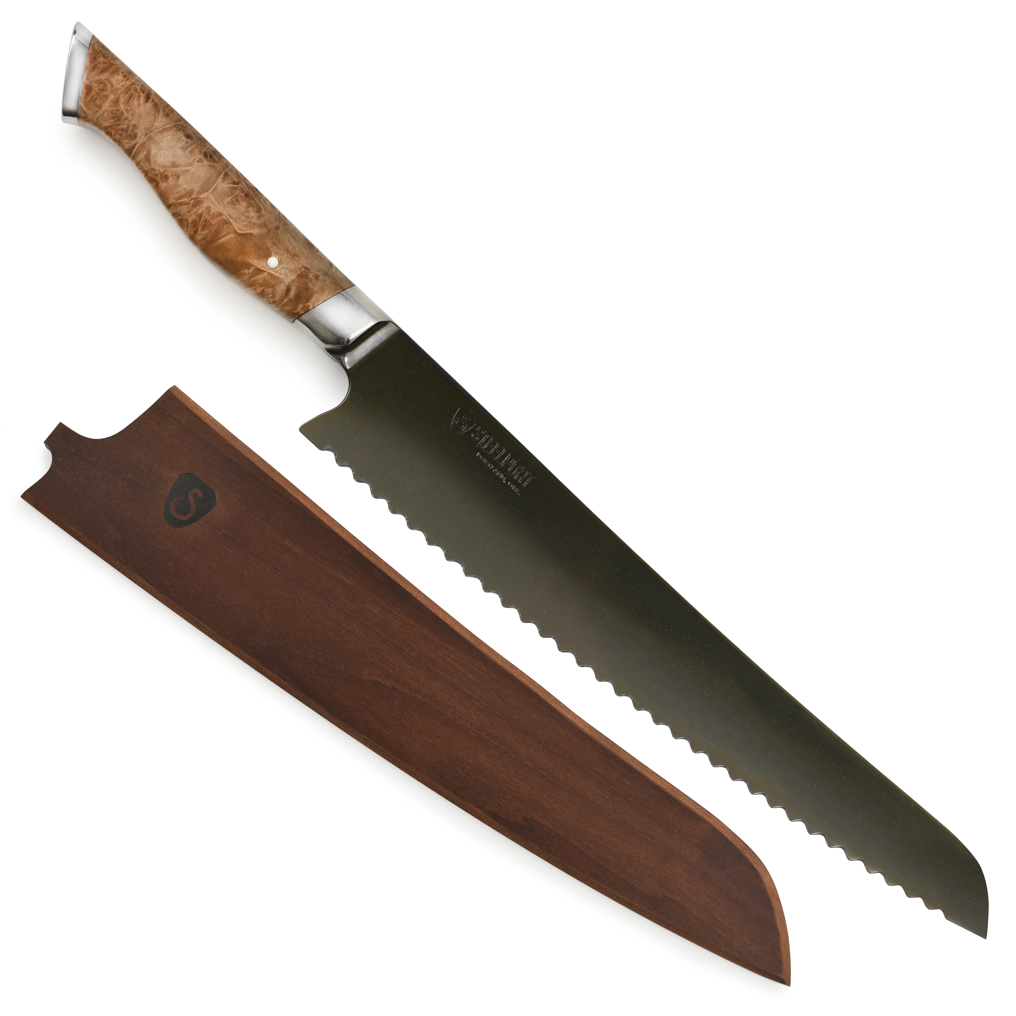 Steelport Carbon Steel 10" Bread Knife with Oregon Maple Magnetic Sheath - Image 7