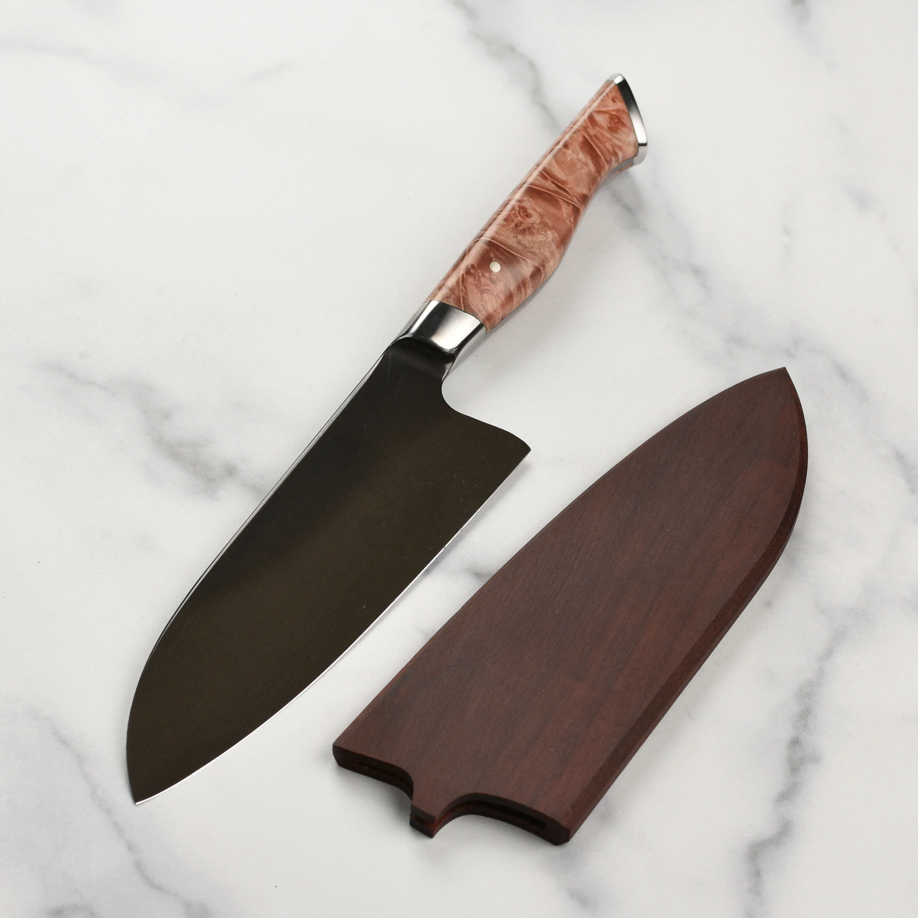 Steelport Carbon Steel 6" Chef's Knife with Oregon Maple Magnetic Sheath - Image 10