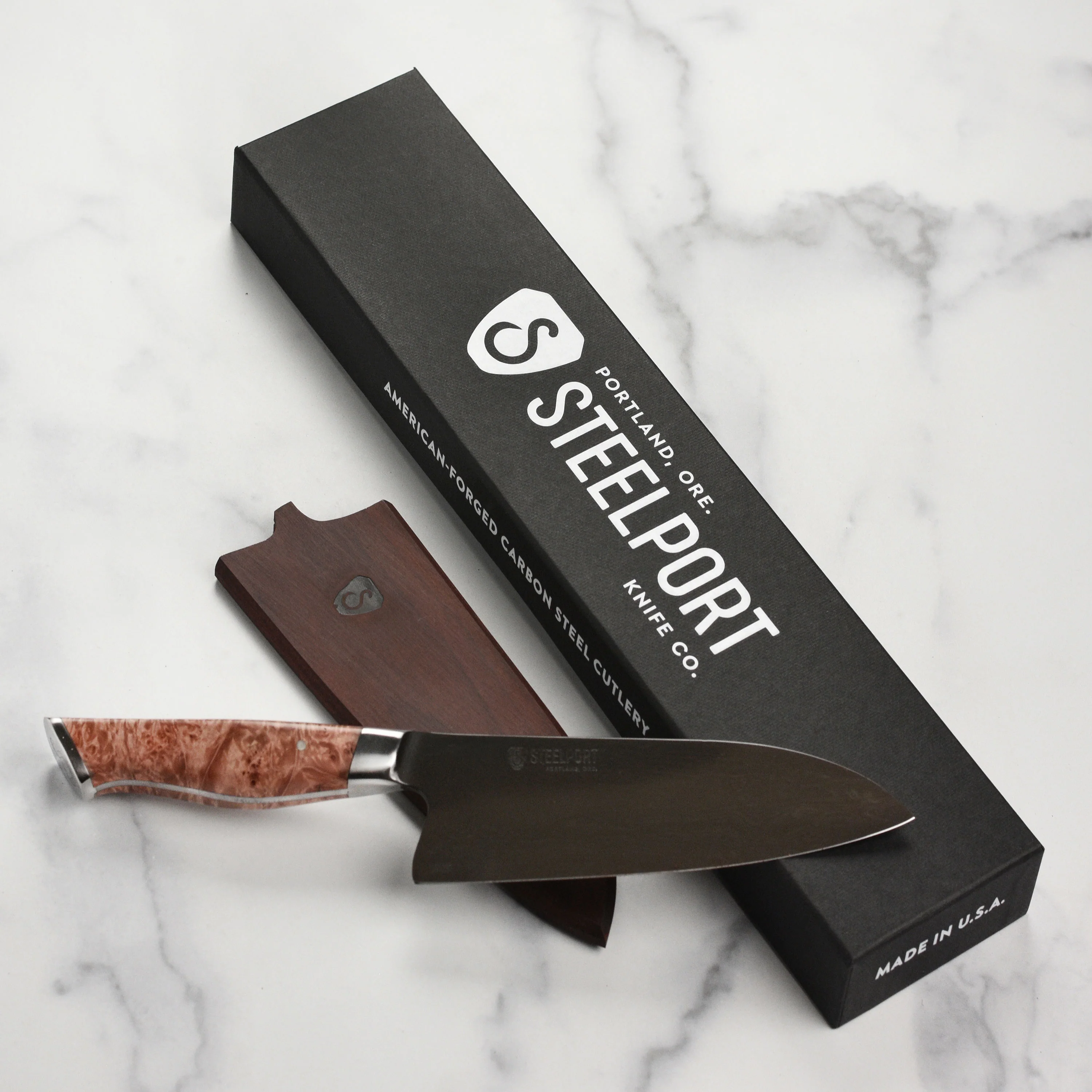 Steelport Carbon Steel 6" Chef's Knife with Oregon Maple Magnetic Sheath - Image 8