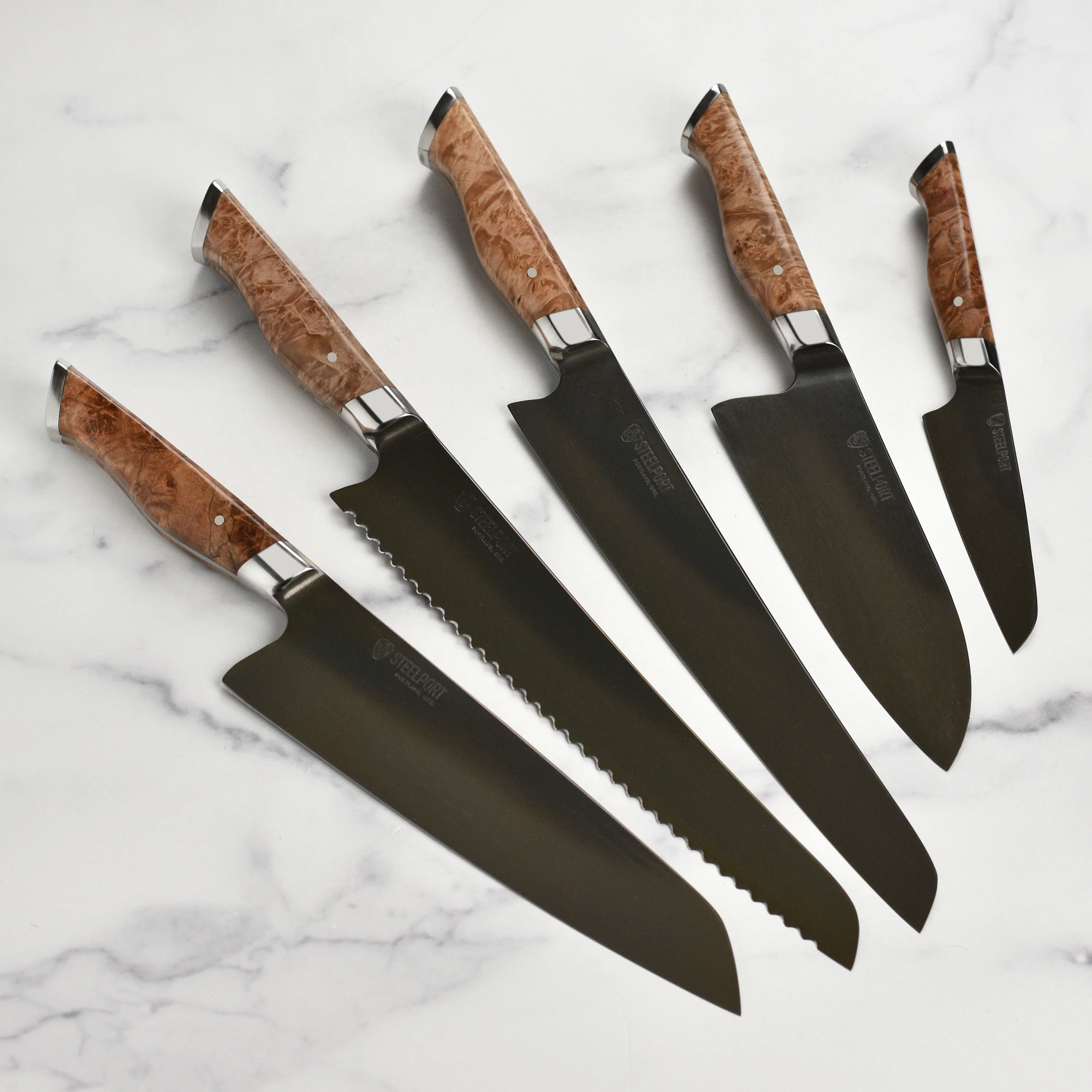 Steelport Carbon Steel 6 Piece Magnetic Knife Block Set - Image 2