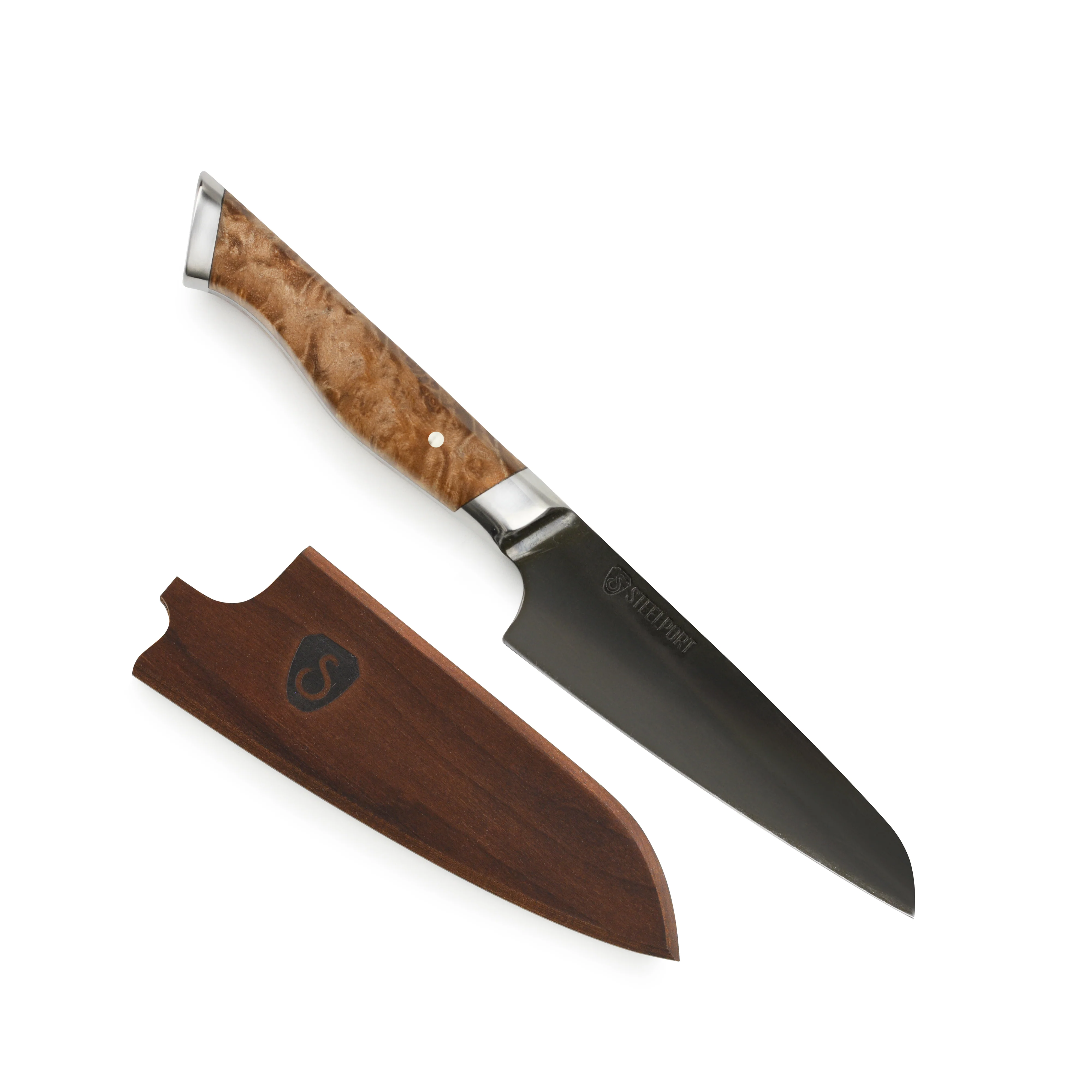 Steelport Carbon Steel 4" Paring Knife with Oregon Maple Magnetic Sheath - Image 4