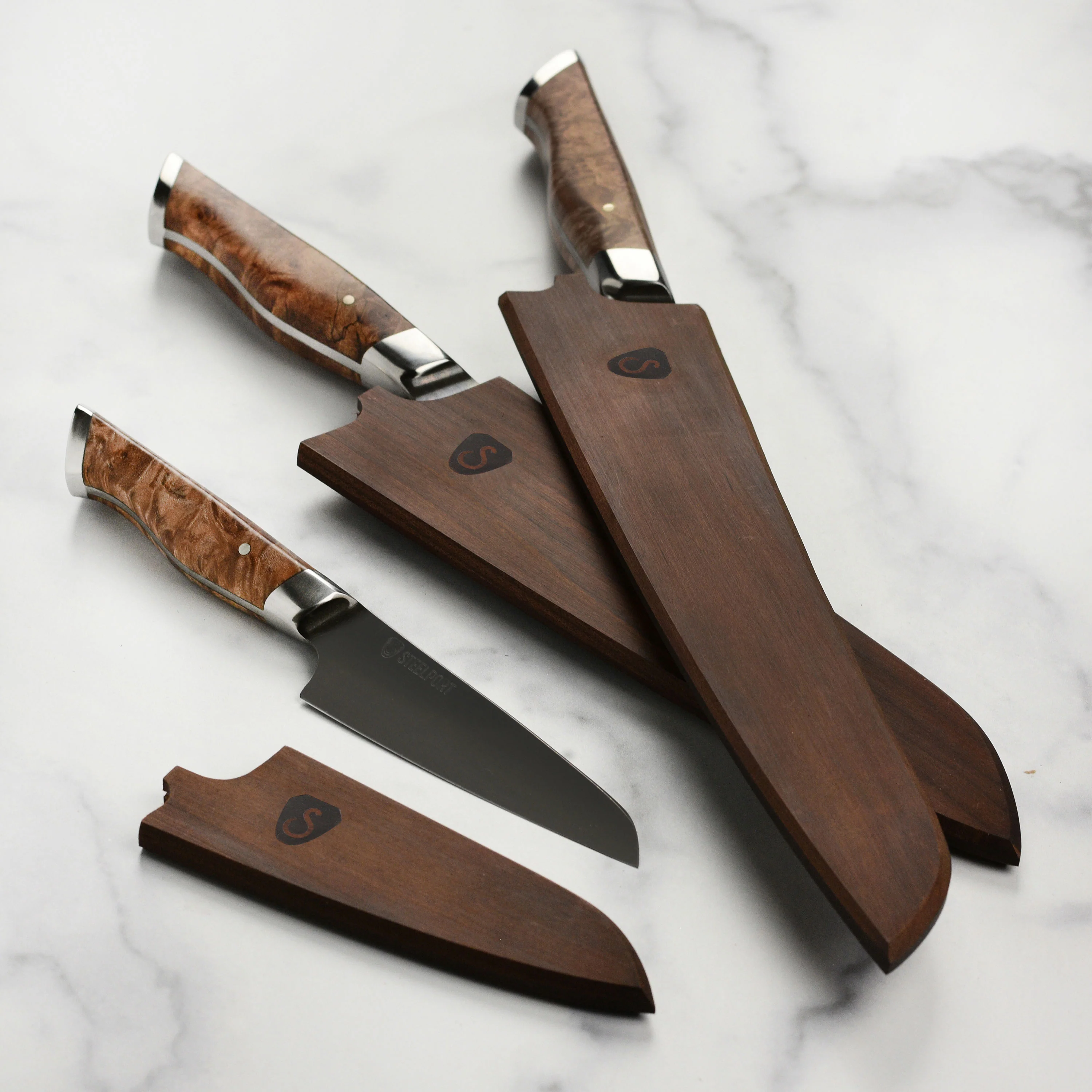 Steelport Carbon Steel 3 Piece Knife Set with Oregon Maple Magnetic Sheaths - Image 11