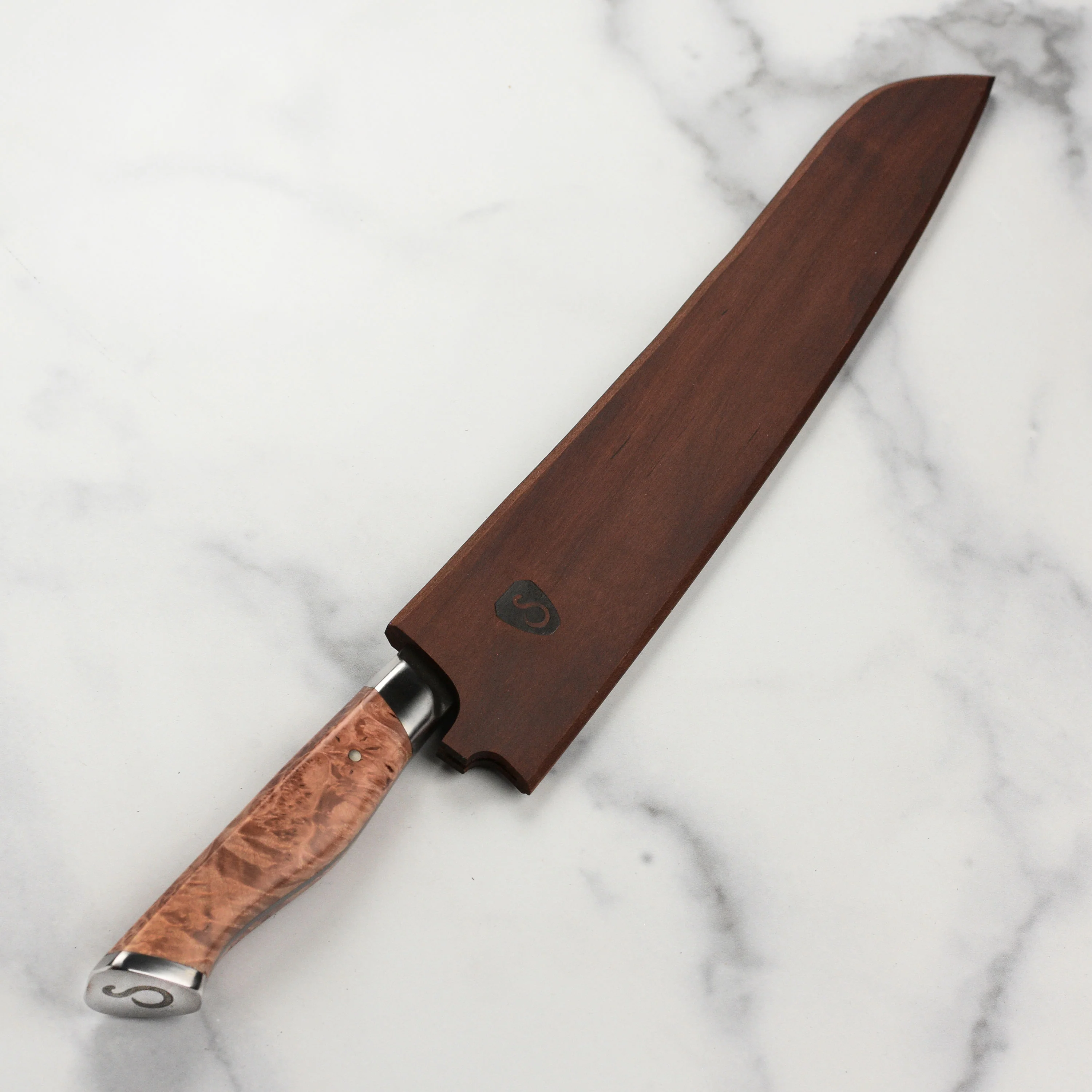 Steelport Carbon Steel 10" Slicing Knife with Oregon Maple Magnetic Sheath - Image 4