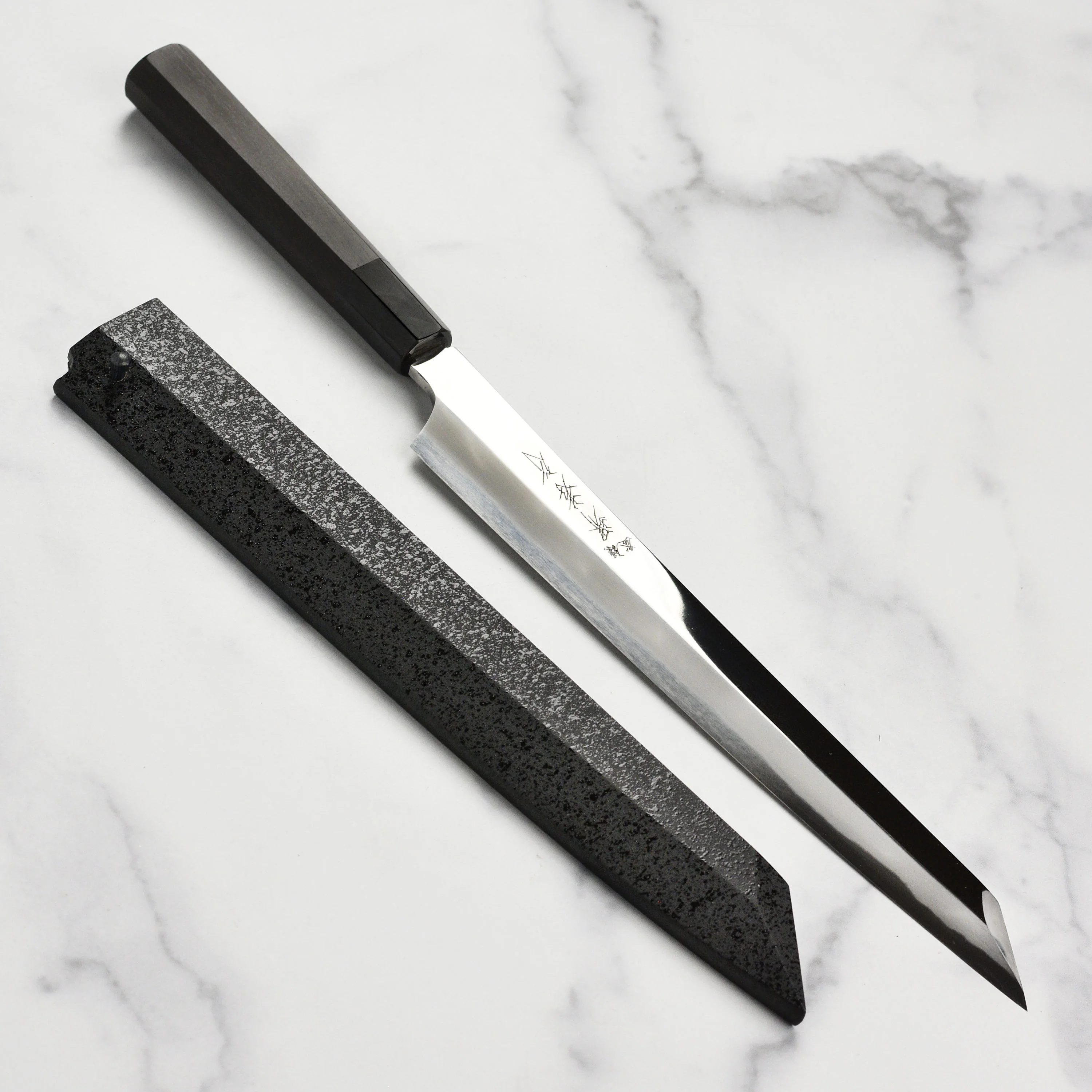 Takayuki x Itsuo Doi Hien Aogami #2 Single-Bevel 10.6" Kengata Yanagiba with Saya