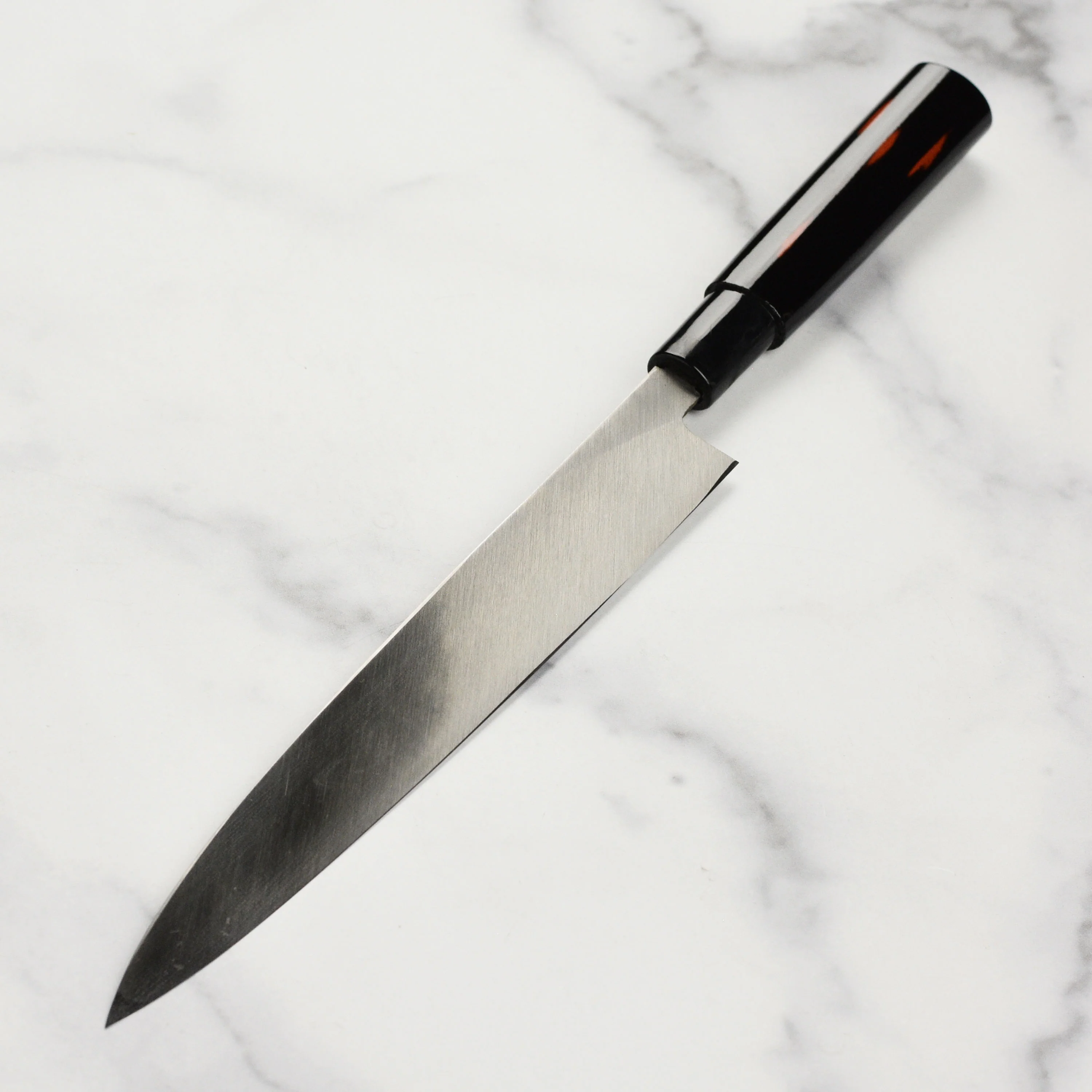 Takayuki Shikisai Kasumitogi Carbon Steel 9.4" Single-Bevel Yanagiba with Saya - Image 9