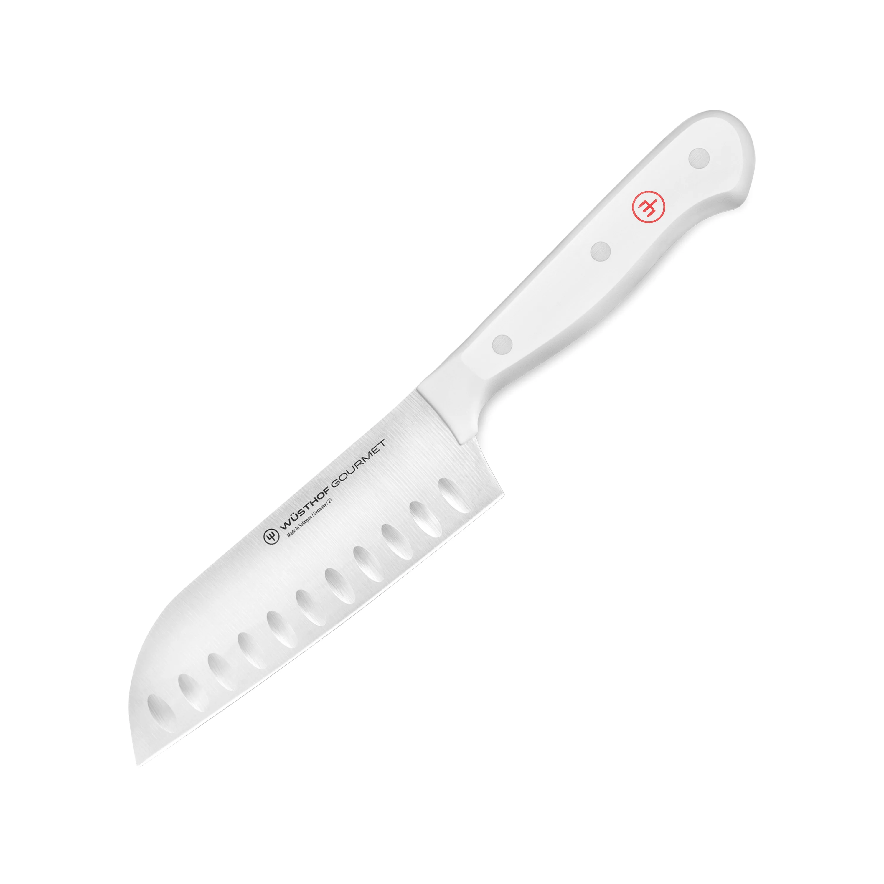 Wusthof Gourmet 5" Hollow Edge Santoku Knife, White Handle - Image 4