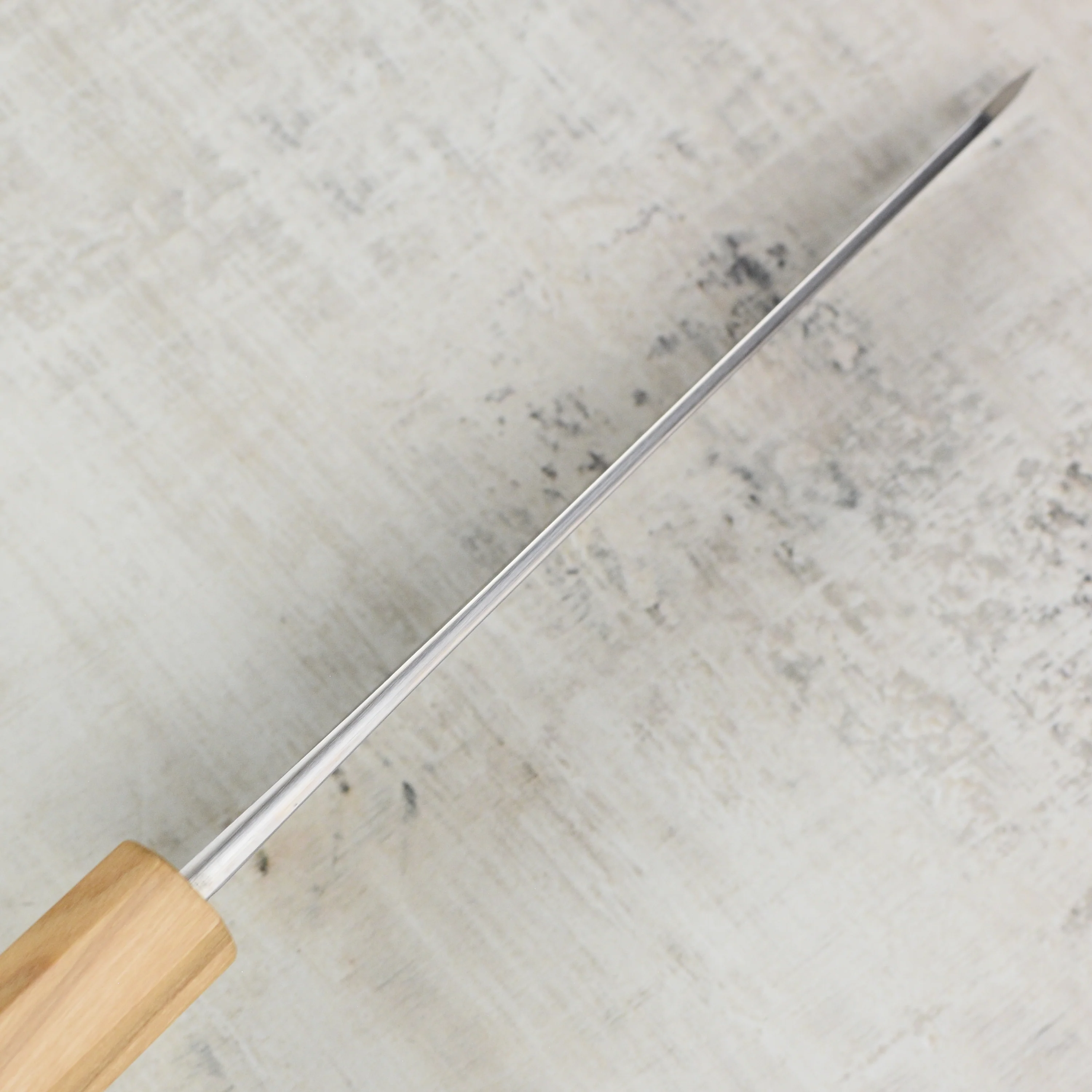 Yoshikane Shirogami #2 Kurouchi Stainless Clad 5.9" Honesuki, Olivewood - Image 7