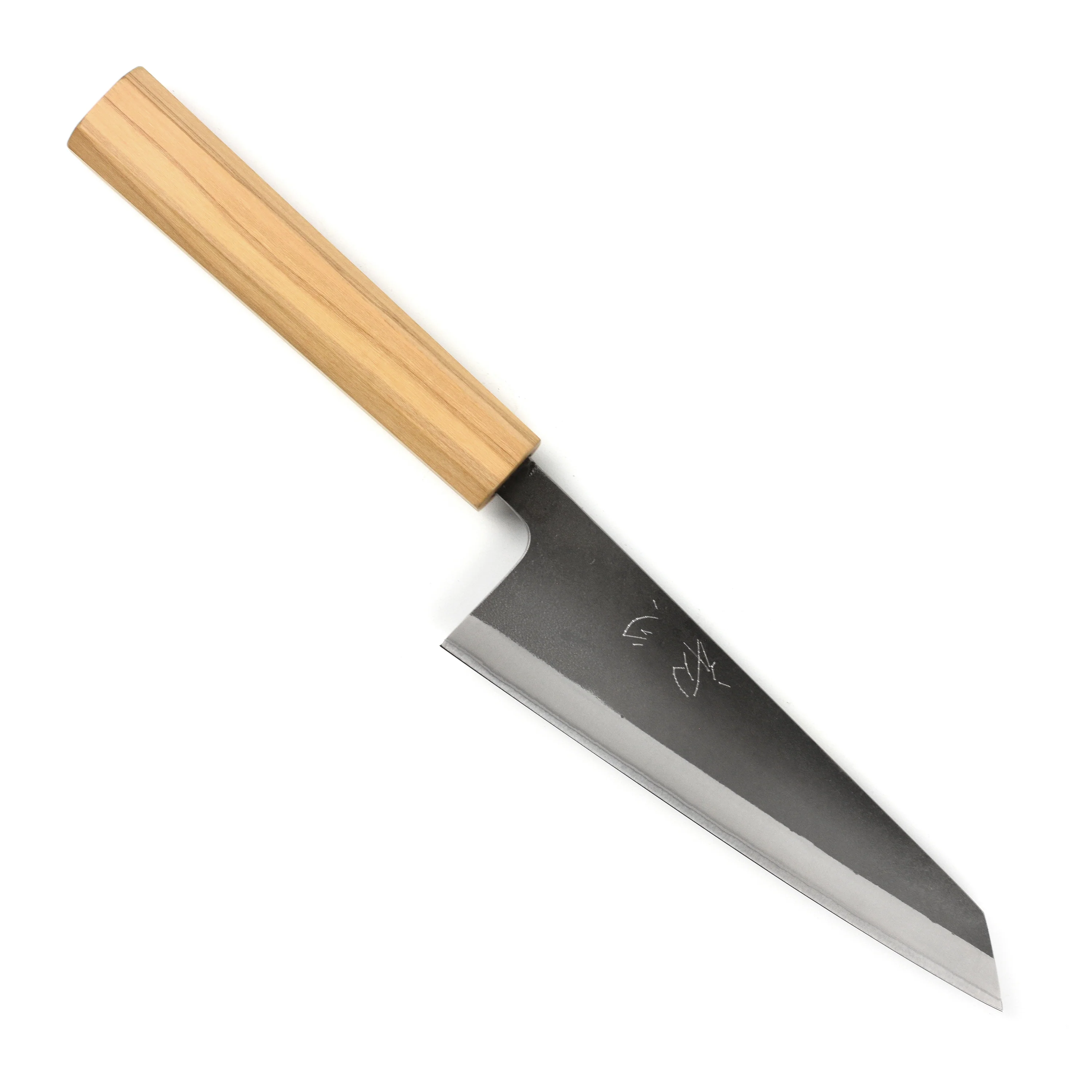 Yoshikane Shirogami #2 Kurouchi Stainless Clad 5.9" Honesuki, Olivewood - Image 9