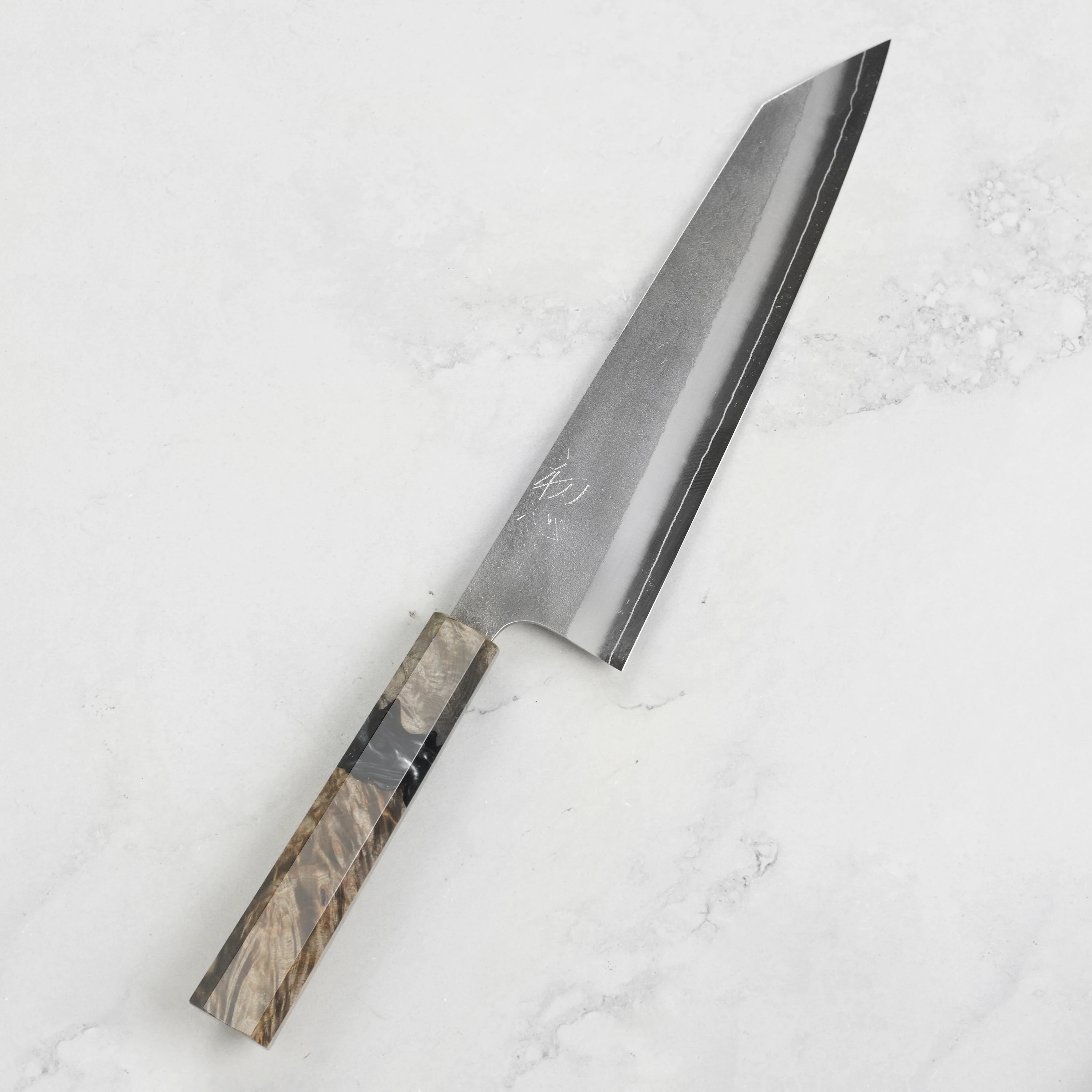Yoshikane SKD Nashiji Stainless Clad 8.25" Kiritsuke, Stabilized Birch - Image 4