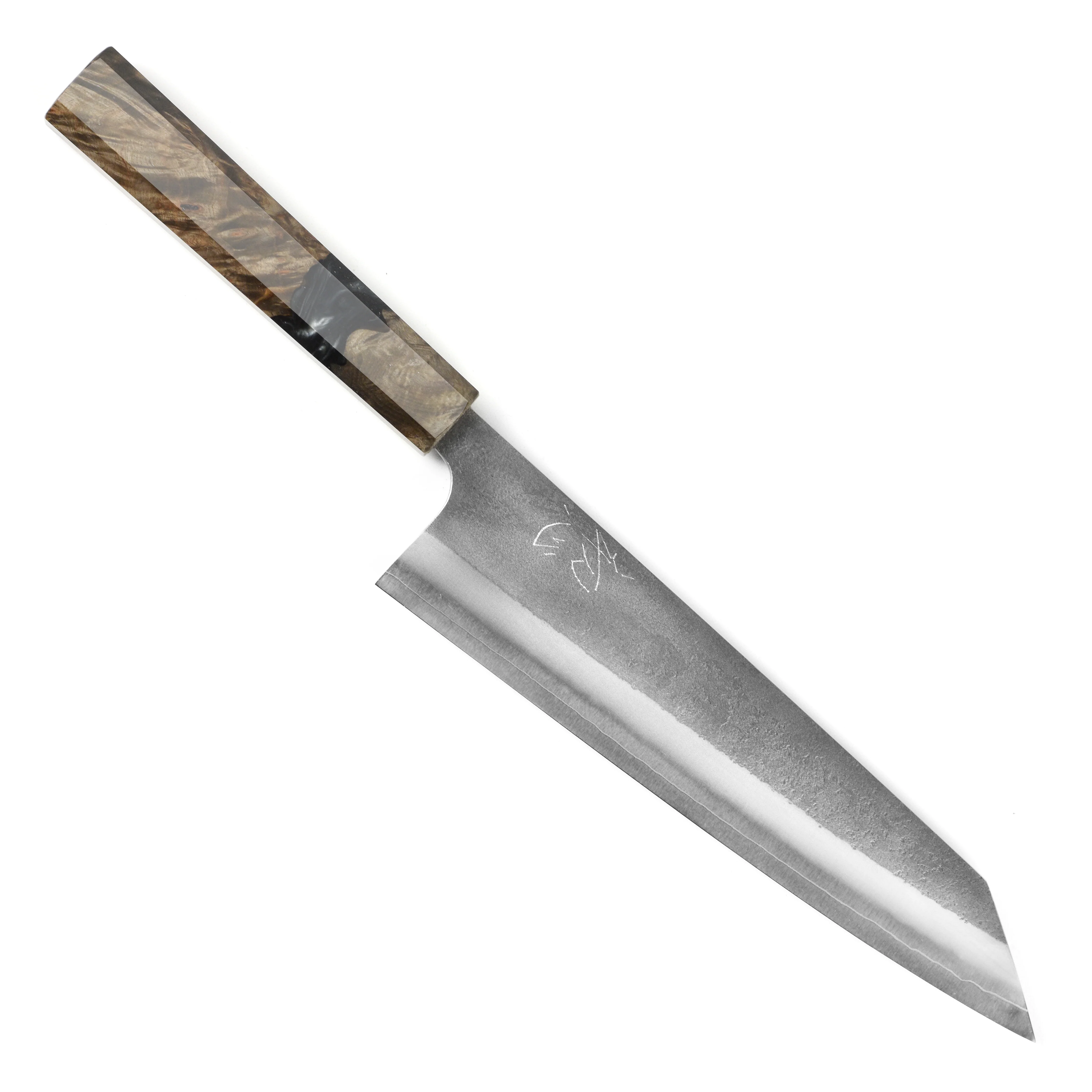 Yoshikane SKD Nashiji Stainless Clad 8.25" Kiritsuke, Stabilized Birch - Image 9