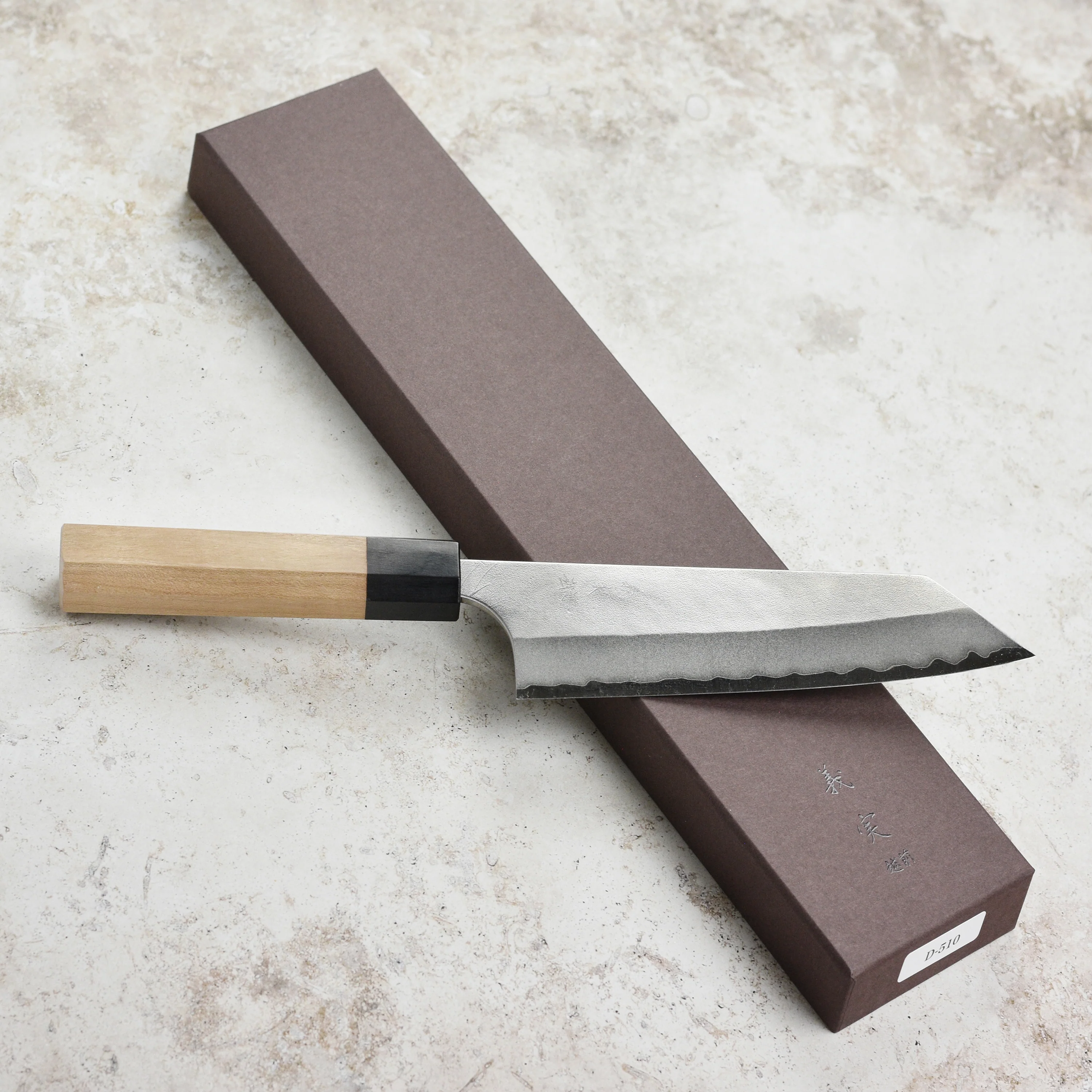 Yoshimi Kato Aogami Super Nashiji Stainless Clad 6.7" Bunka - Image 6