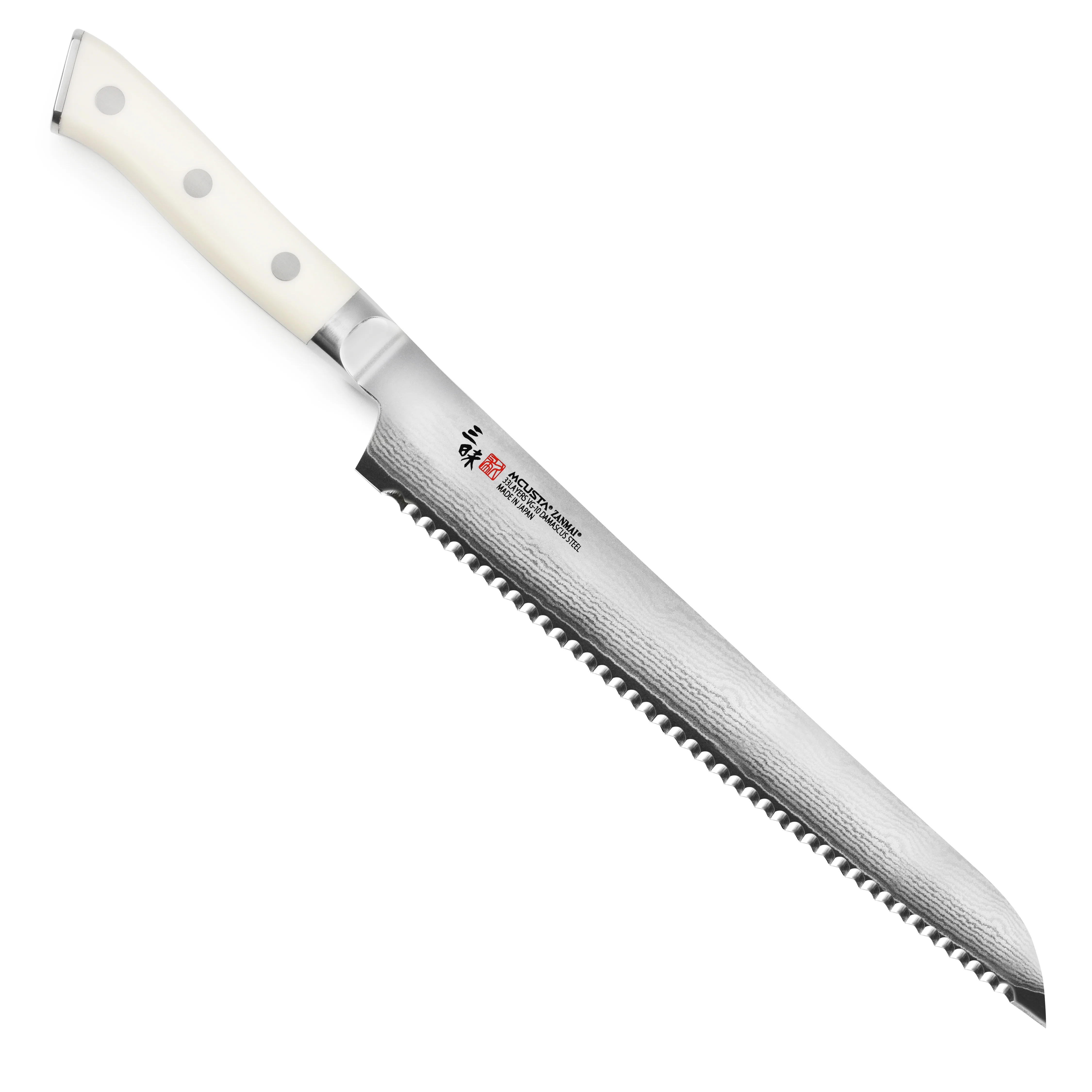 Zanmai Classic Damascus Corian 9" Bread Knife - Image 4