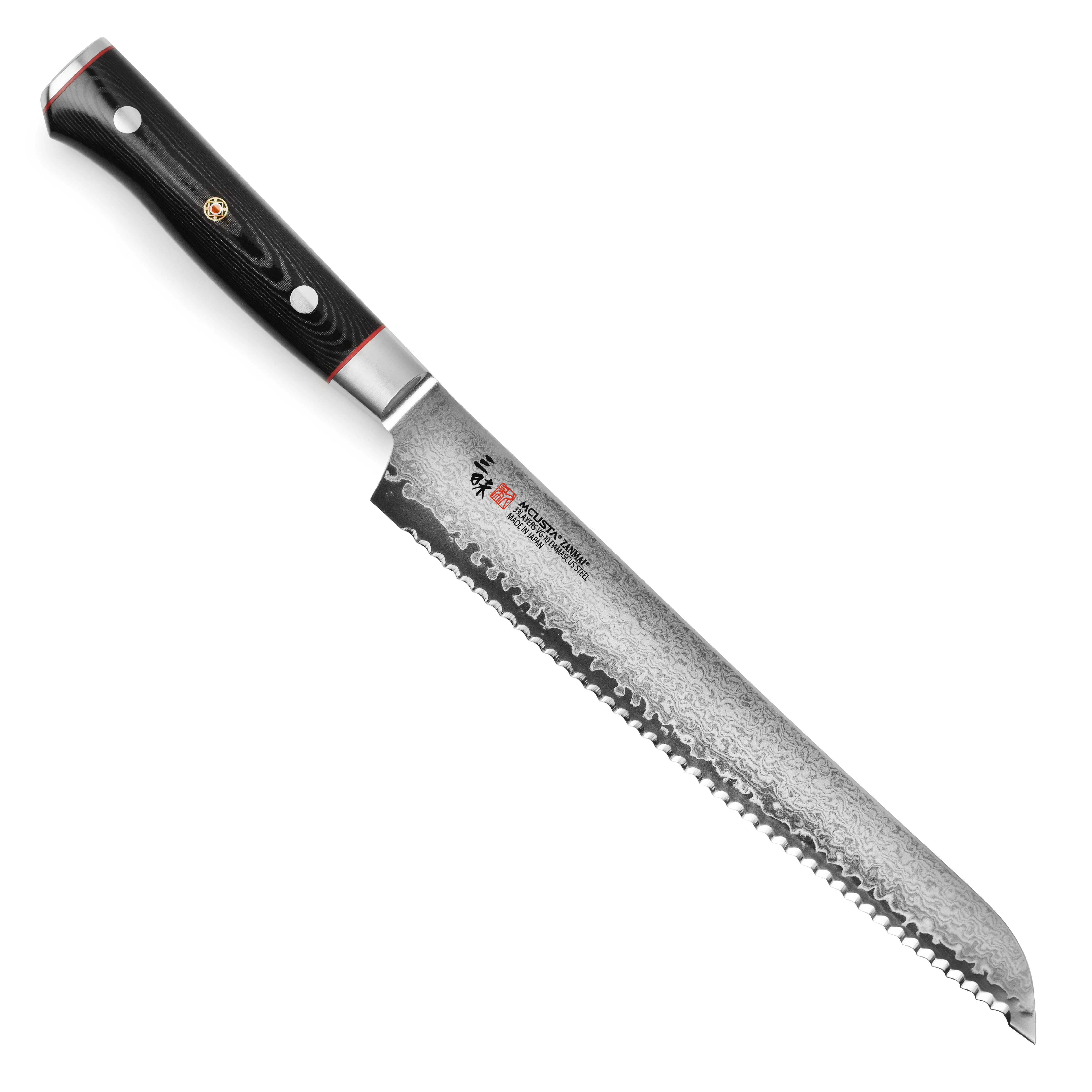 Zanmai Classic Pro Zebra Damascus 9" Bread Knife - Image 4