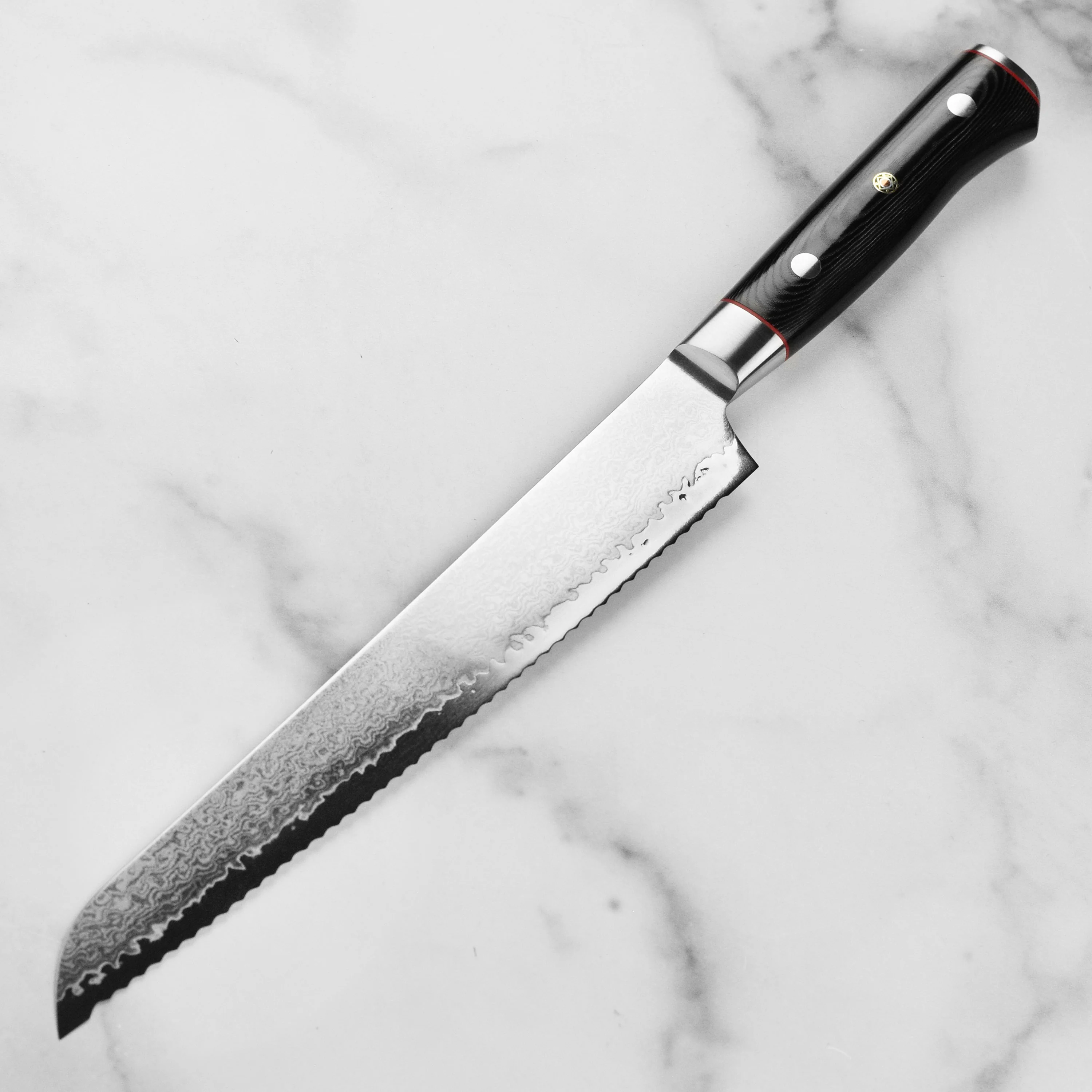 Zanmai Classic Pro Zebra Damascus 9" Bread Knife - Image 5
