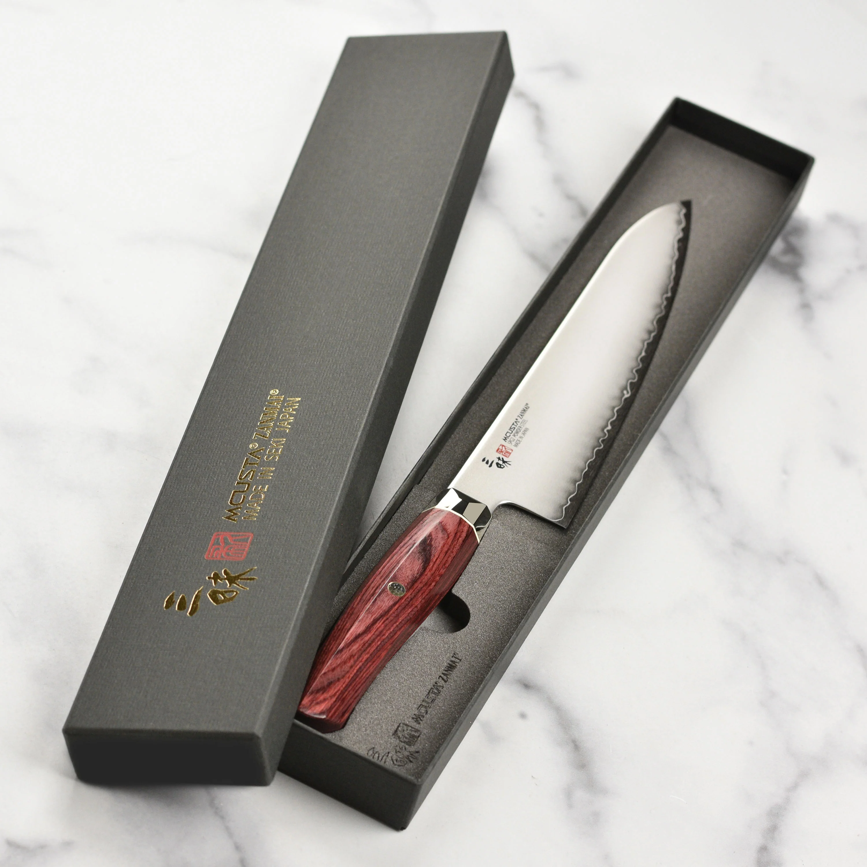 Zanmai Revolution SG2 8.25" Gyuto with Red Pakkawood Handle - Image 6