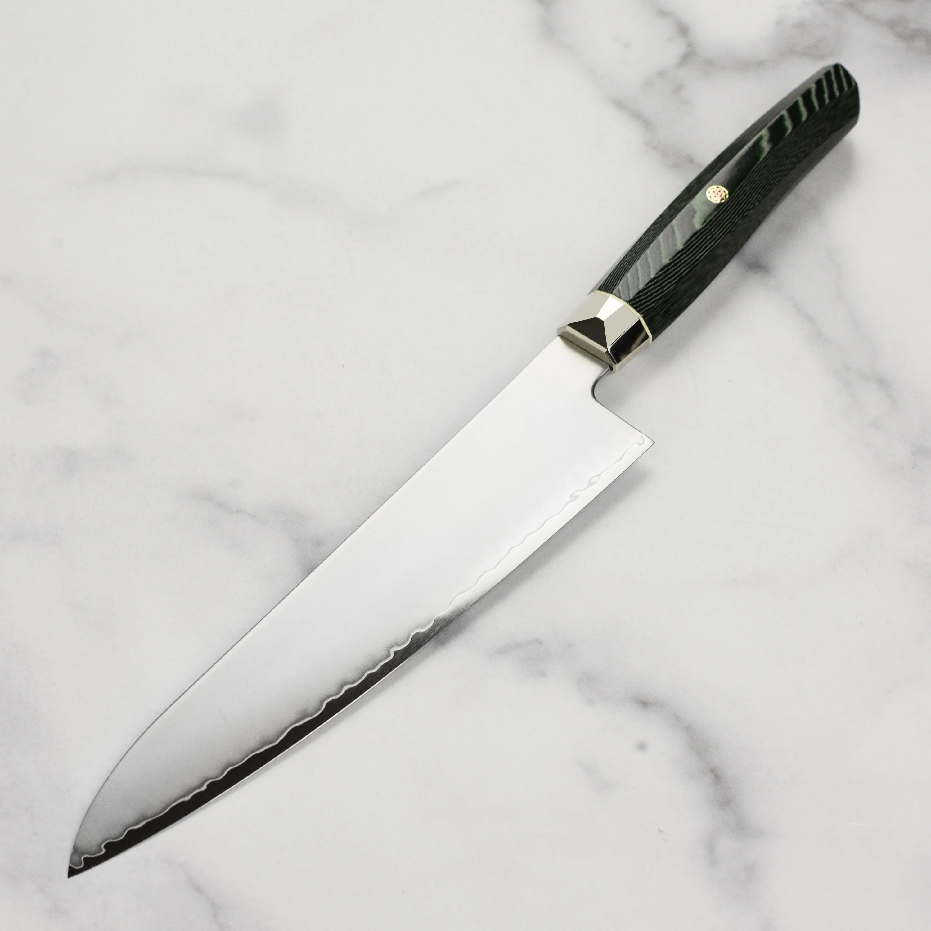 Zanmai Revolution SG2 8.25" Gyuto with Green Micarta Handle - Image 5