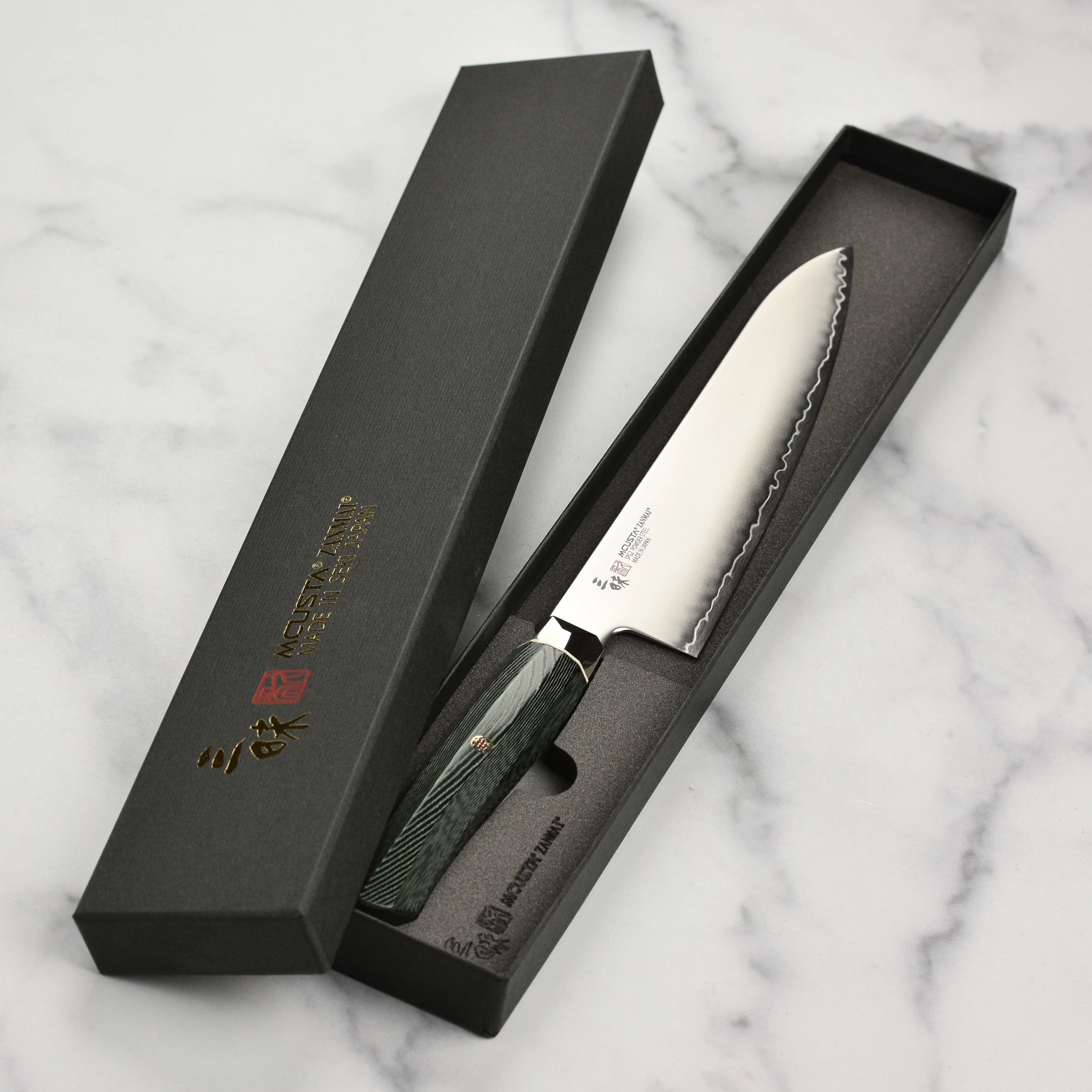 Zanmai Revolution SG2 8.25" Gyuto with Green Micarta Handle - Image 6