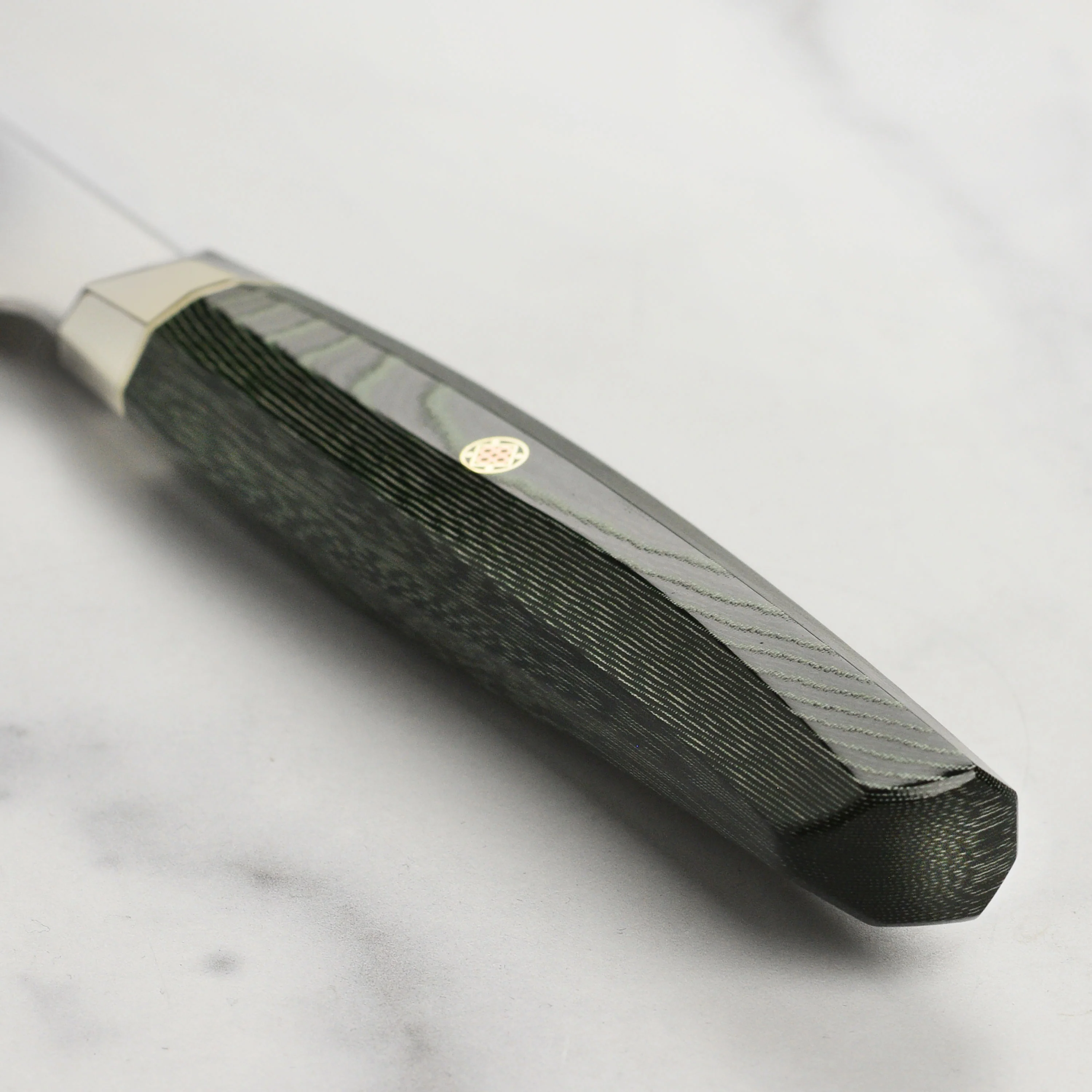 Zanmai Revolution SG2 7" Santoku Knife with Green Micarta Handle - Image 2