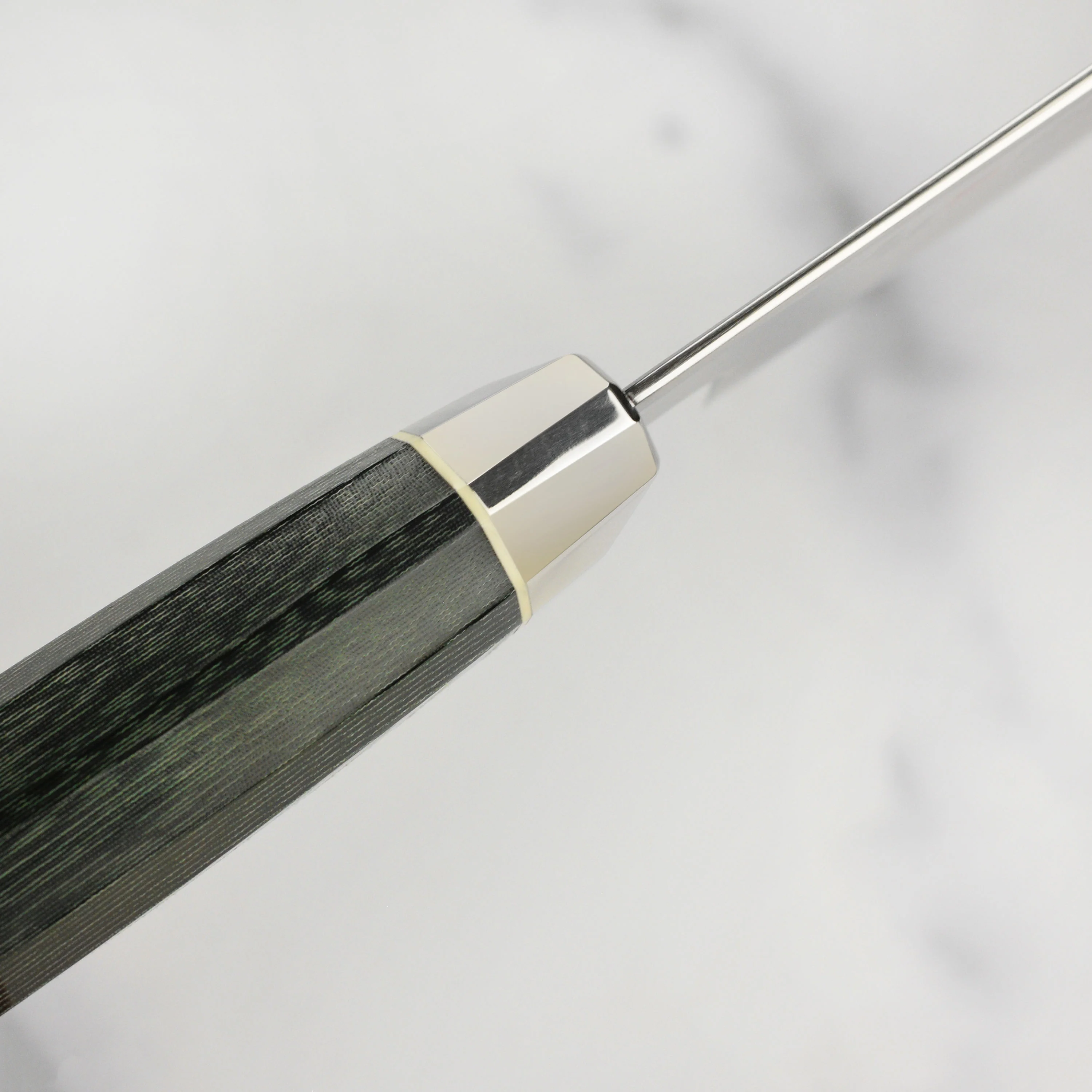 Zanmai Revolution SG2 7" Santoku Knife with Green Micarta Handle - Image 3