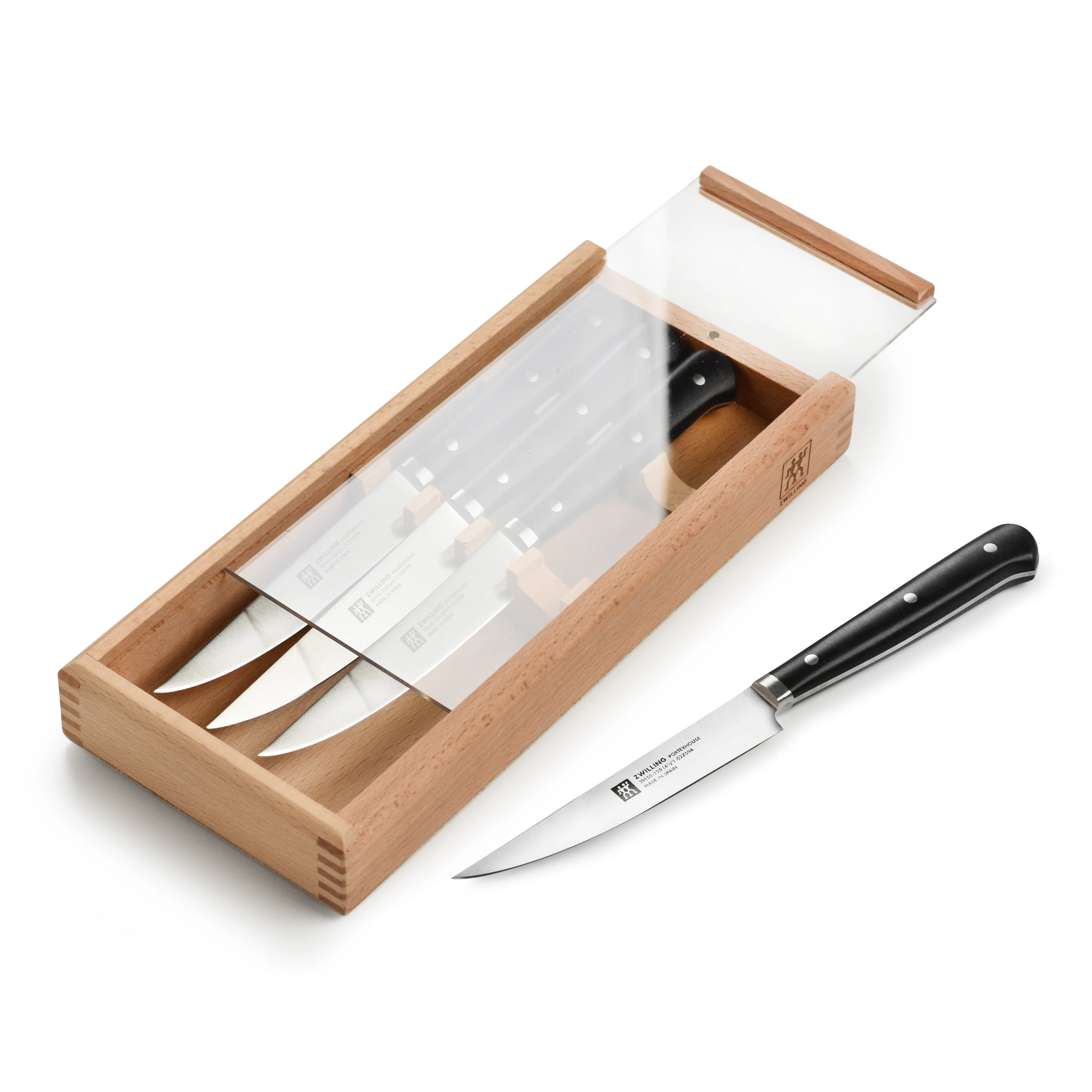 Zwilling 4 Piece Porterhouse Steak Knife Set with Wood Box - Image 4